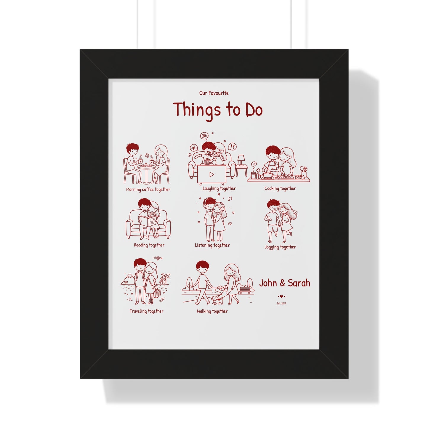 Framed Poster – “Our Favourite Things to Do” Personalized Couple Print | Valentine’s Gift - 14712