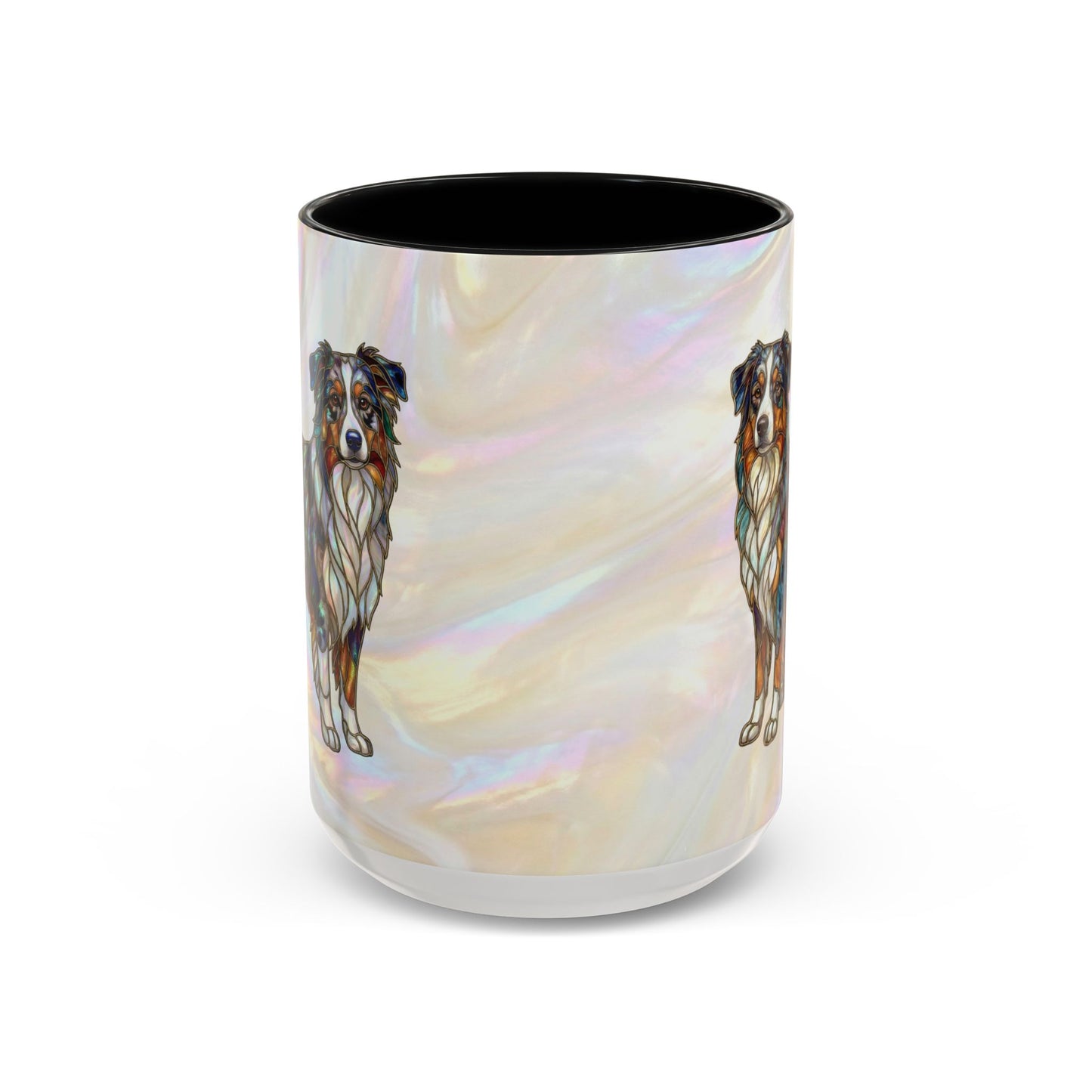 Australian Shepherd Accent Coffee Mug — Stained Glass Design (11/15oz) -14614