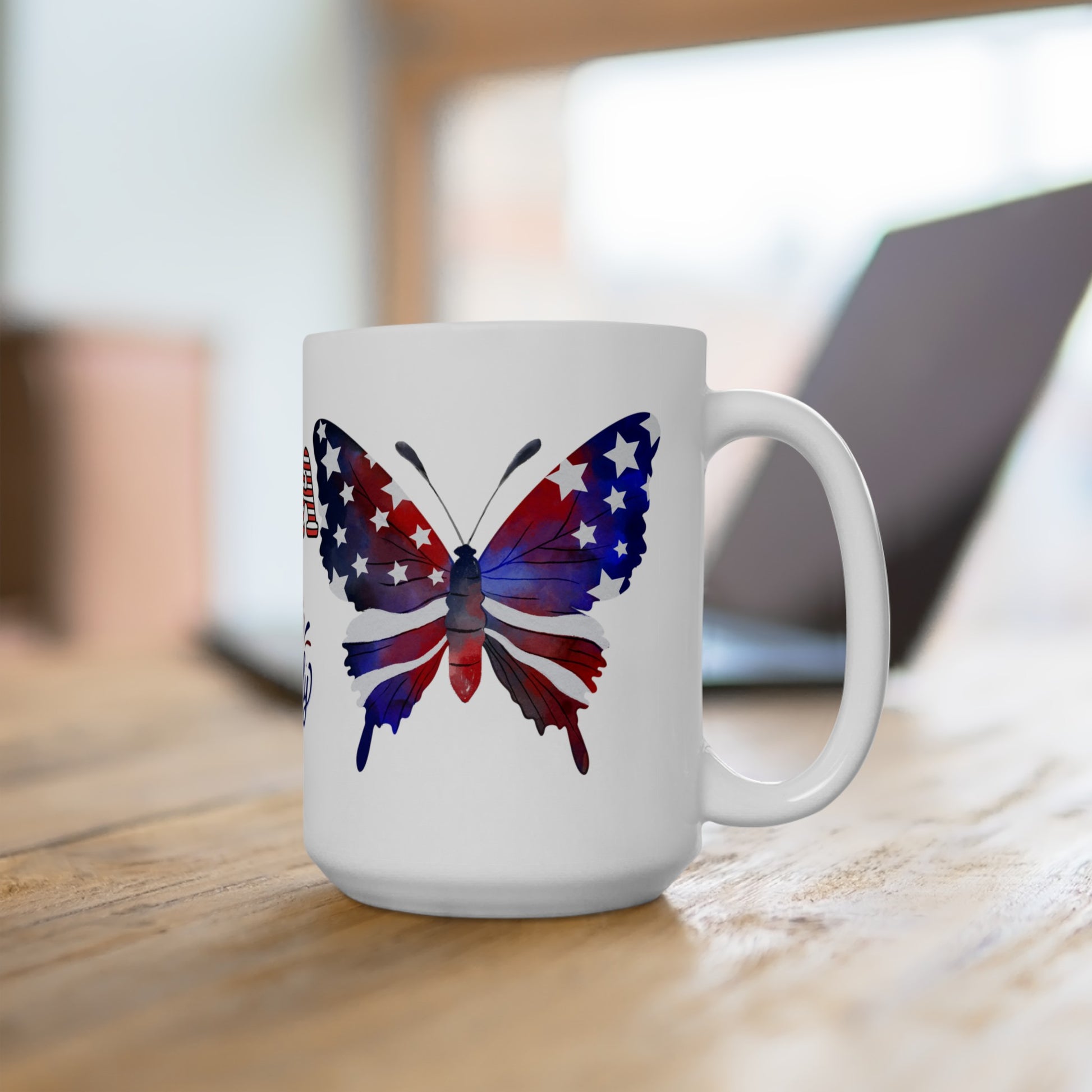 July 4, Sunflower & Butterfly - Ceramic Mug, (11oz, 15oz)