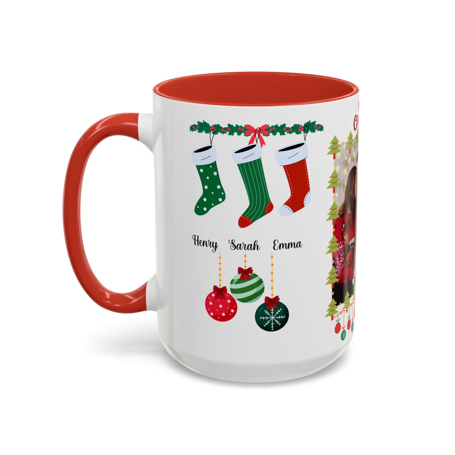 Christmas, Family Photo, Customizable, Accent Coffee Mug (11, 15oz)