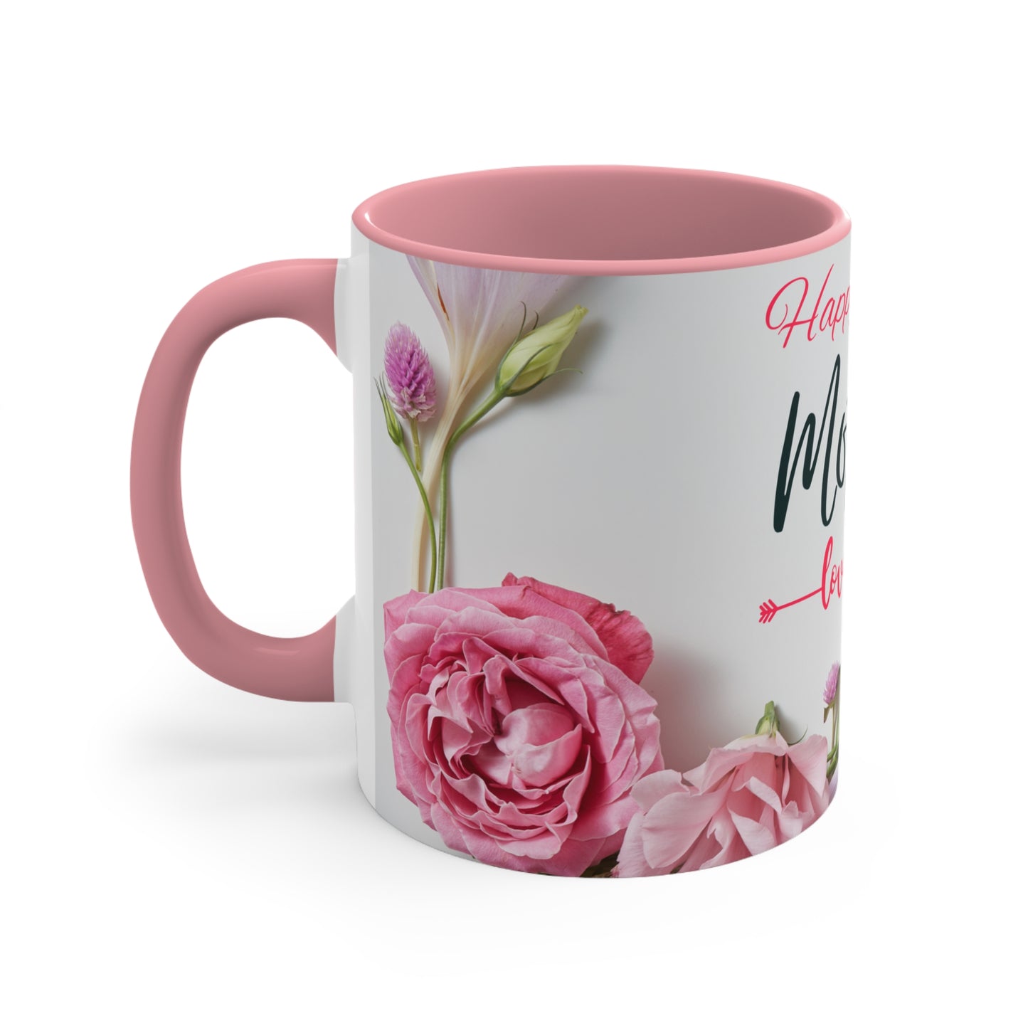 Mother’s Day Floral Mug – Happy Mother’s Day Pink Accent Coffee Cup Gift for Mom (11oz) - 14886