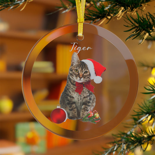 Tiger, Cat, Customizable - Glass Ornaments - 10247