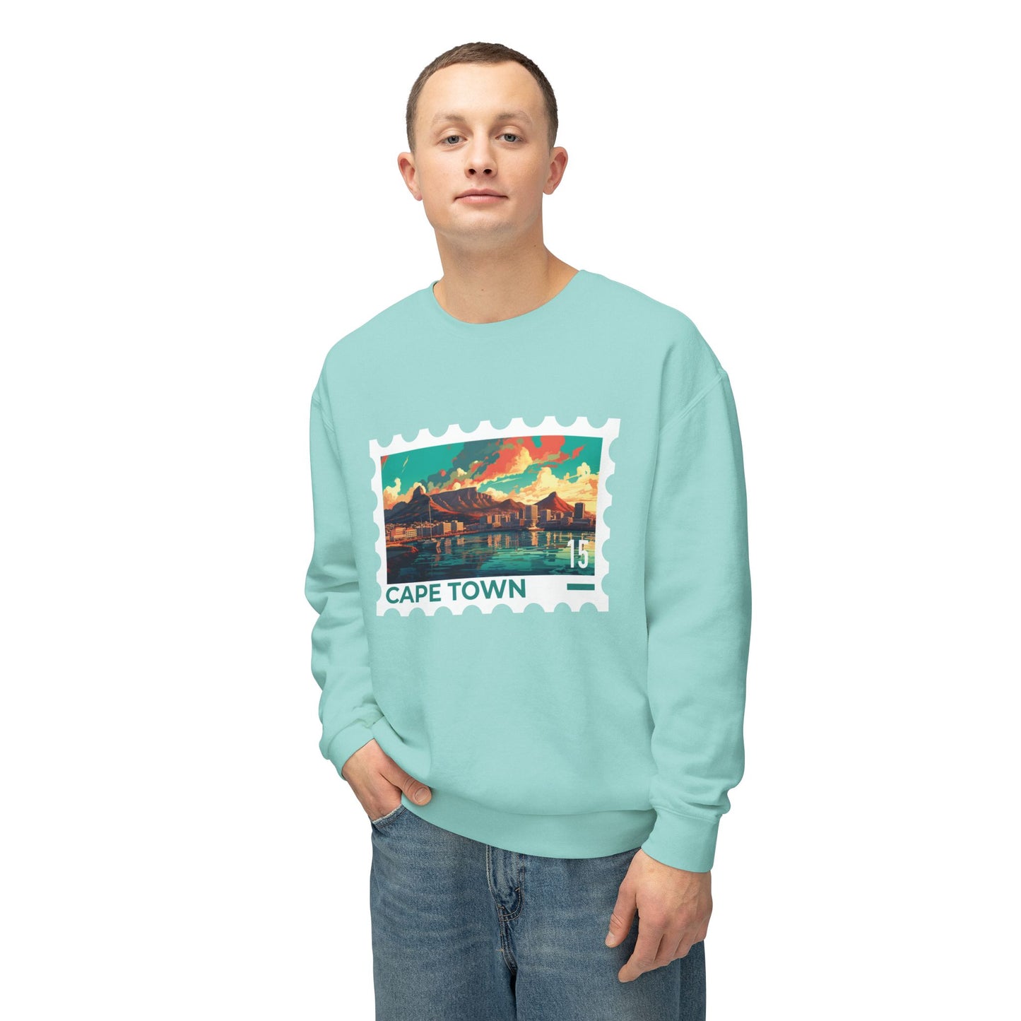 Cape Town Unisex Lightweight Crewneck Sweatshirt - Artistic Scenic Design - 12127