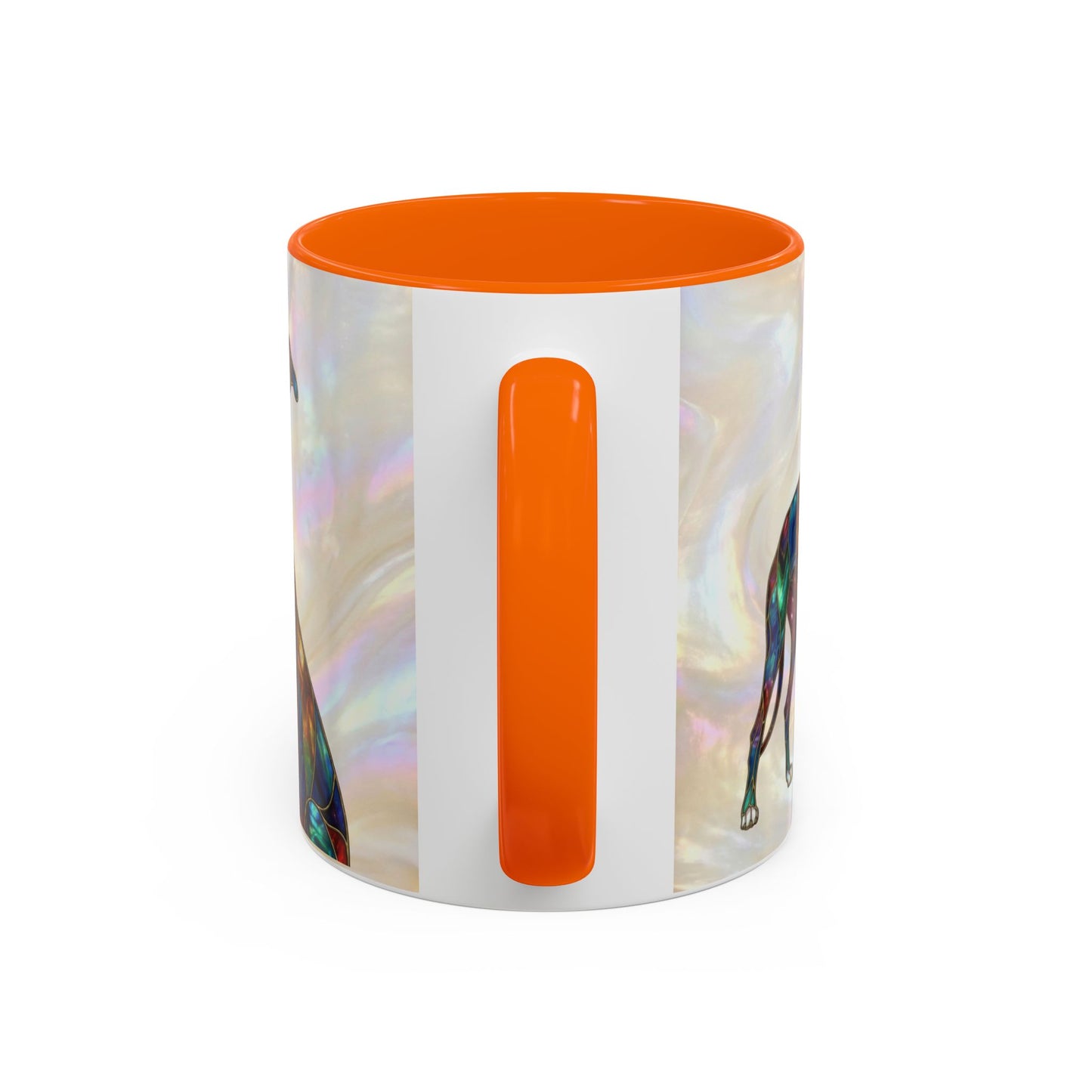 Personalized Greyhound Coffee Mug – Stained Glass Dog Accent Mug (Name Customizable)  - 14523