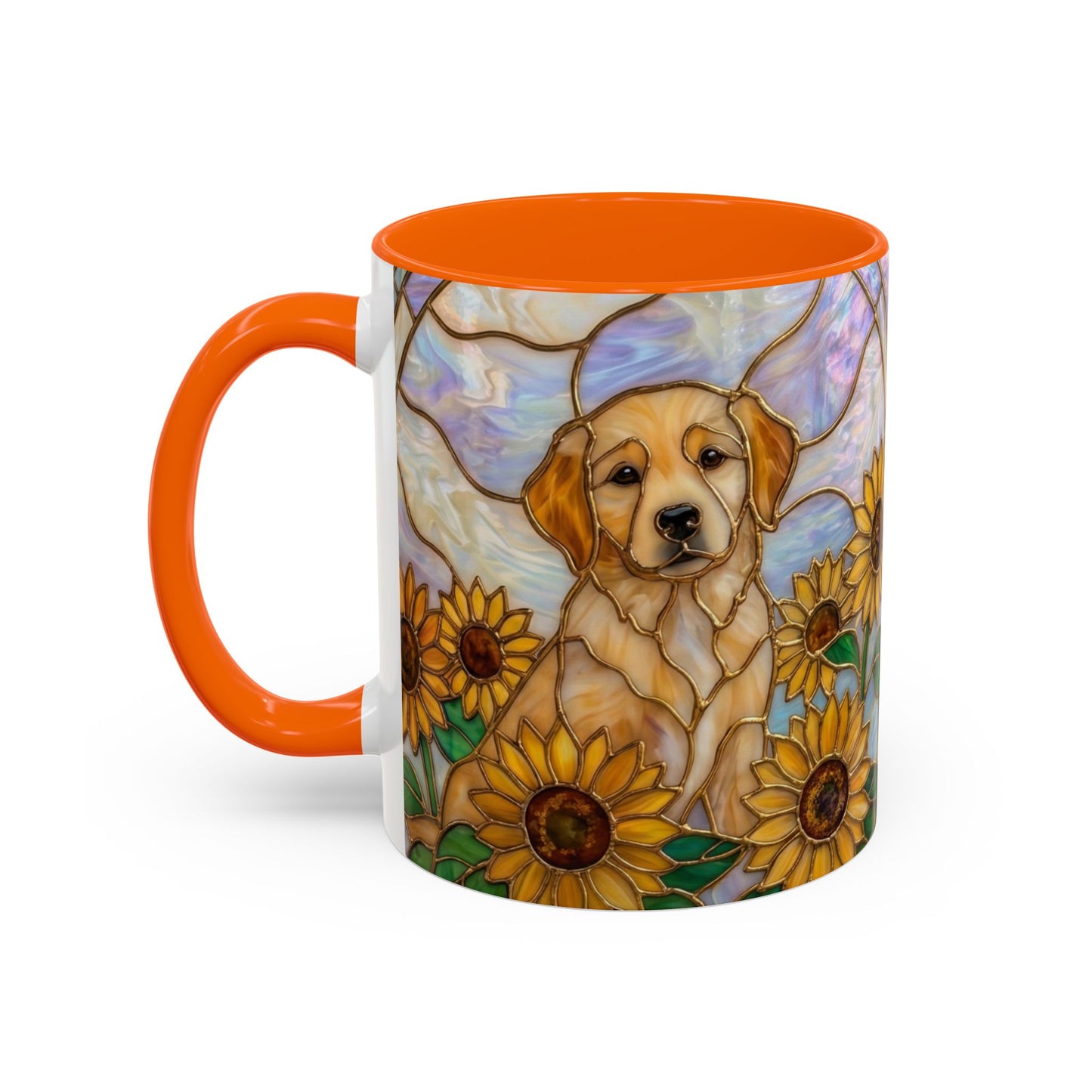 Sunflower Golden Retriever P uppiesAccent Coffee Mug –  Stained Glass Design (11/15 oz) - 14527