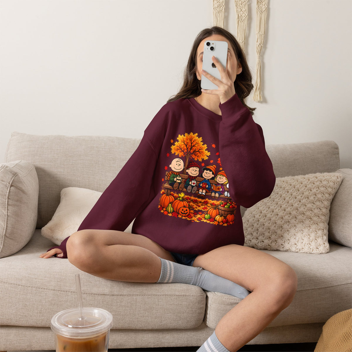 Fall Friends Crewneck Sweatshirt, Cute Autumn Pumpkin Patch Design - 14999