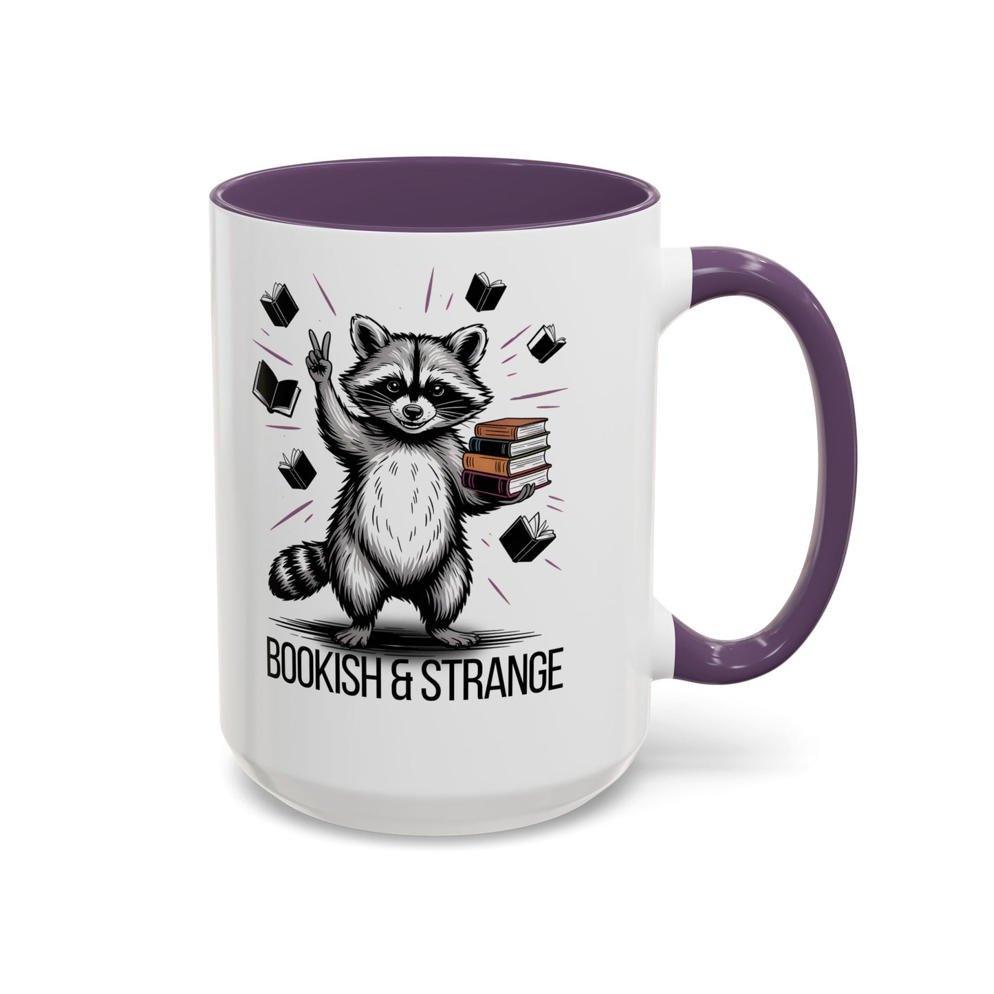 Bookish & Strange Raccoon Mug – Cute Reading Coffee Mug Gift for Book Lovers (11oz / 15oz) - 14803