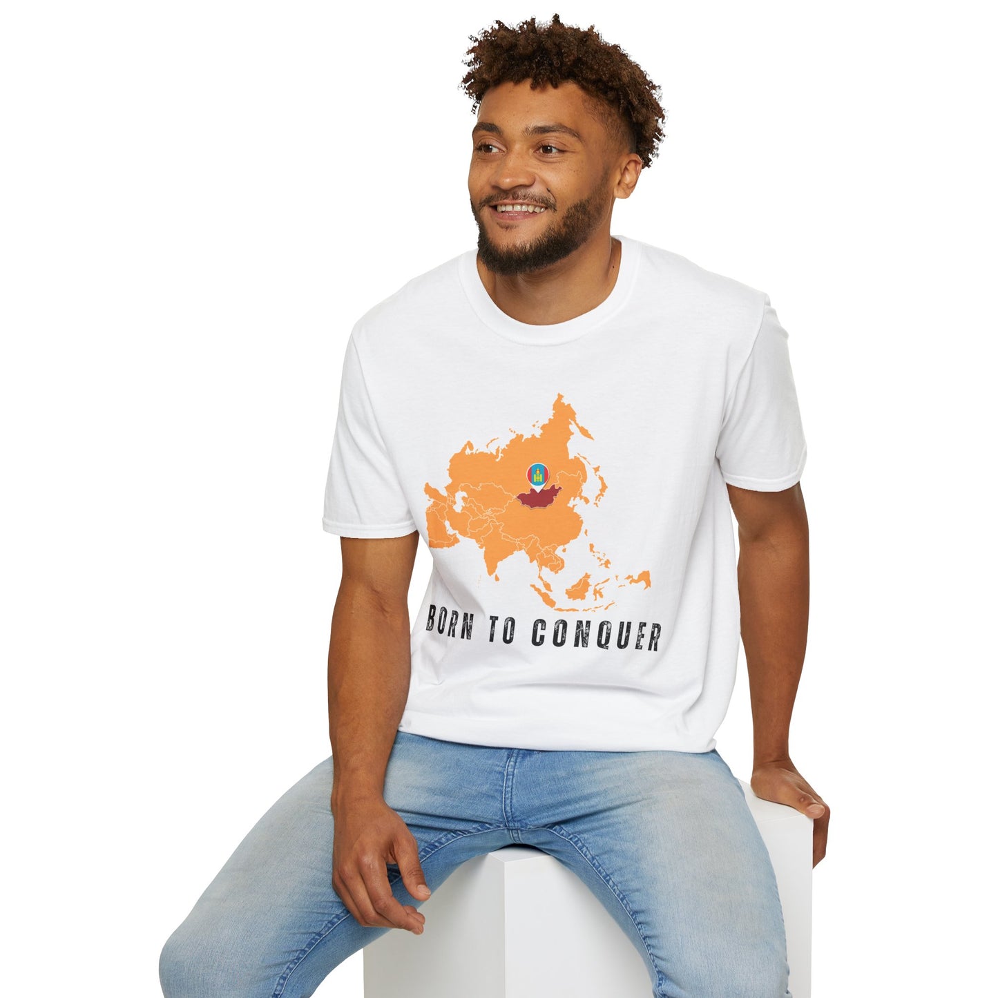 Born to Conquer, Mongolia - Unisex Softstyle T-Shirt - 10342