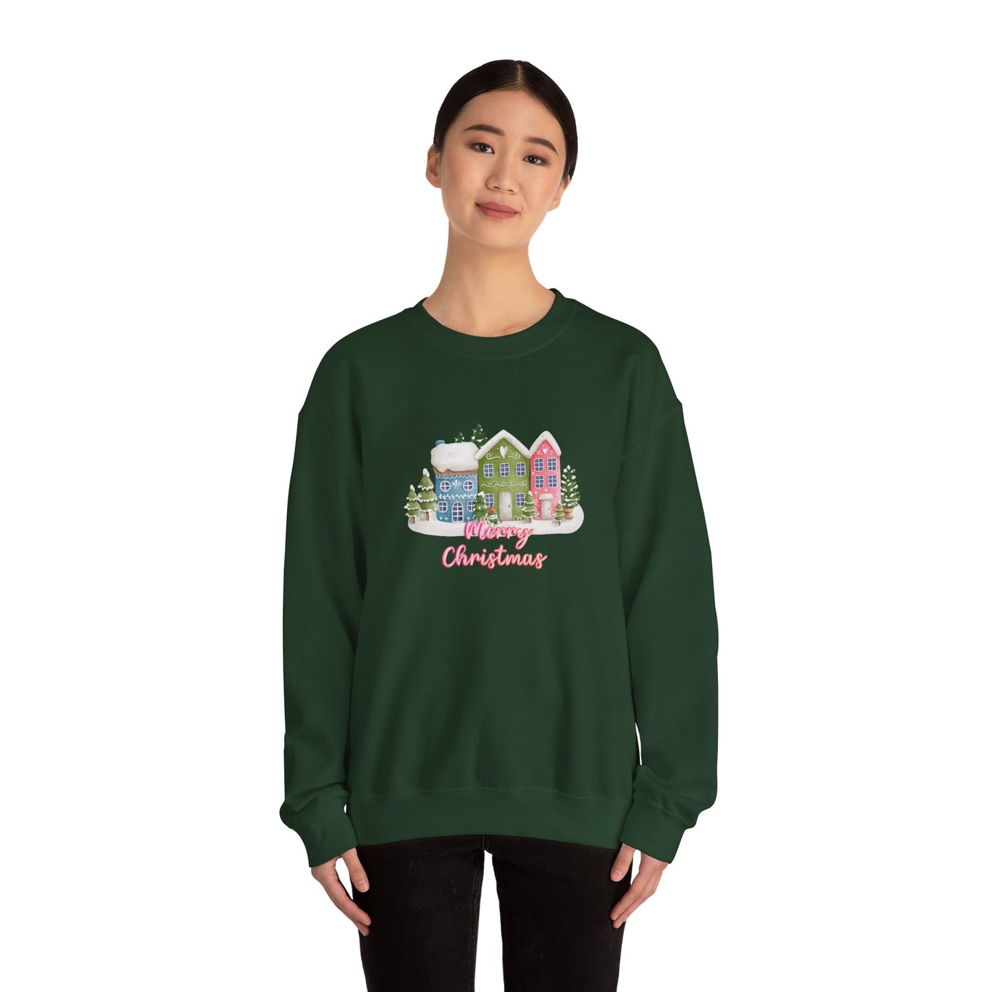 Merry Christmas, Houses - Unisex Heavy Blend™ Crewneck Sweatshirt - 10136