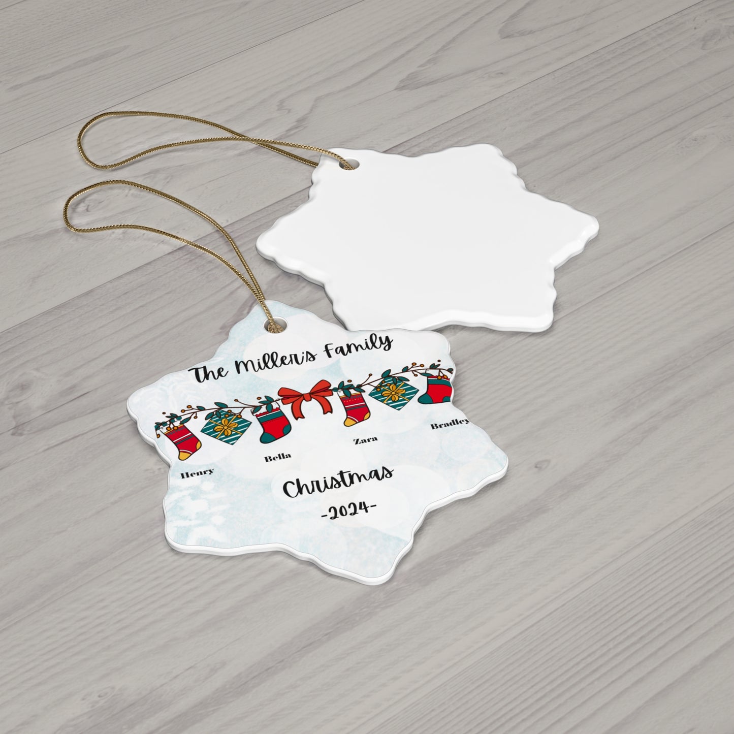 Christmas, Family Photos, Customizable - Ceramic Ornament, 4 Shapes - 10036