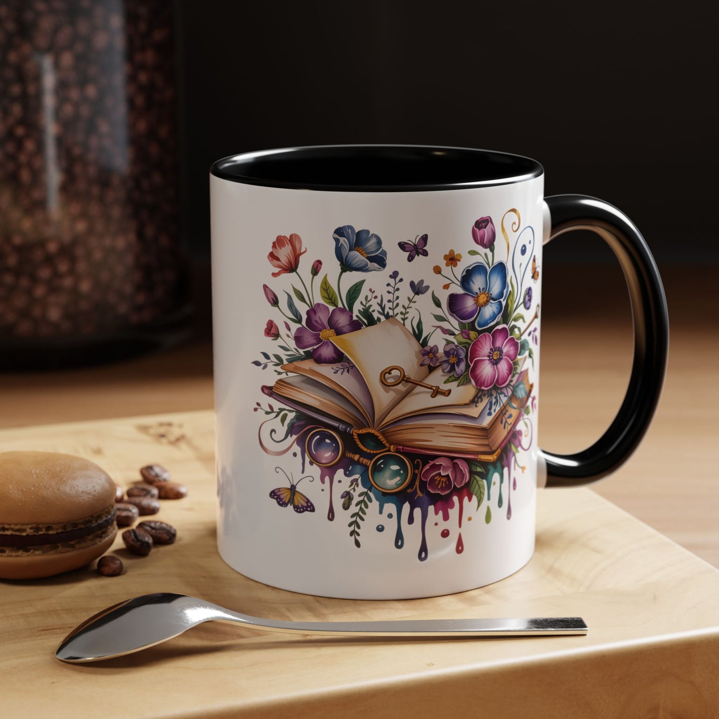 Floral Storybook Coffee Mug – Open Book with Flowers, Book Lover Gift (11oz / 15oz) - 14829