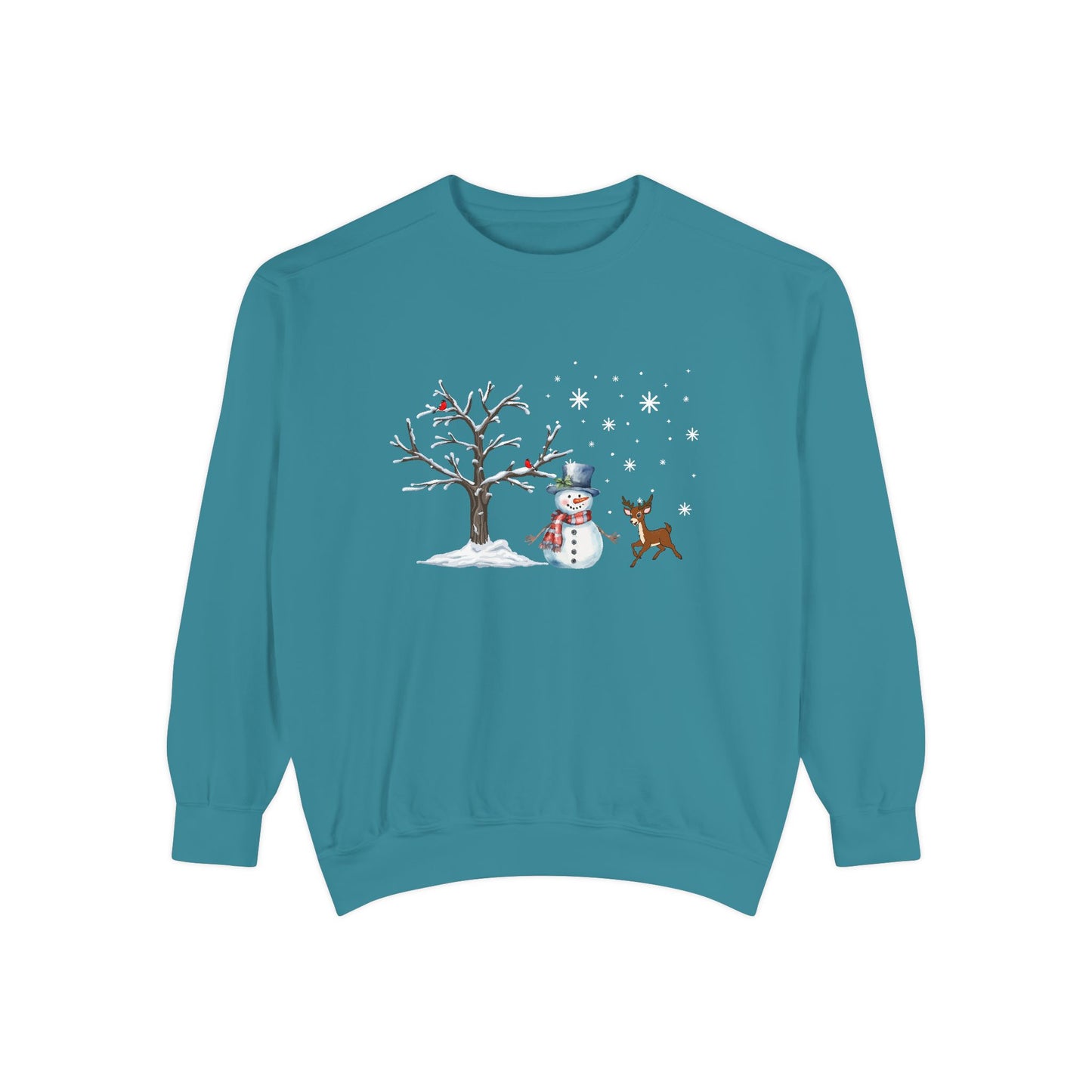 Snowman with Twinkle - Unisex Garment-Dyed Sweatshirt