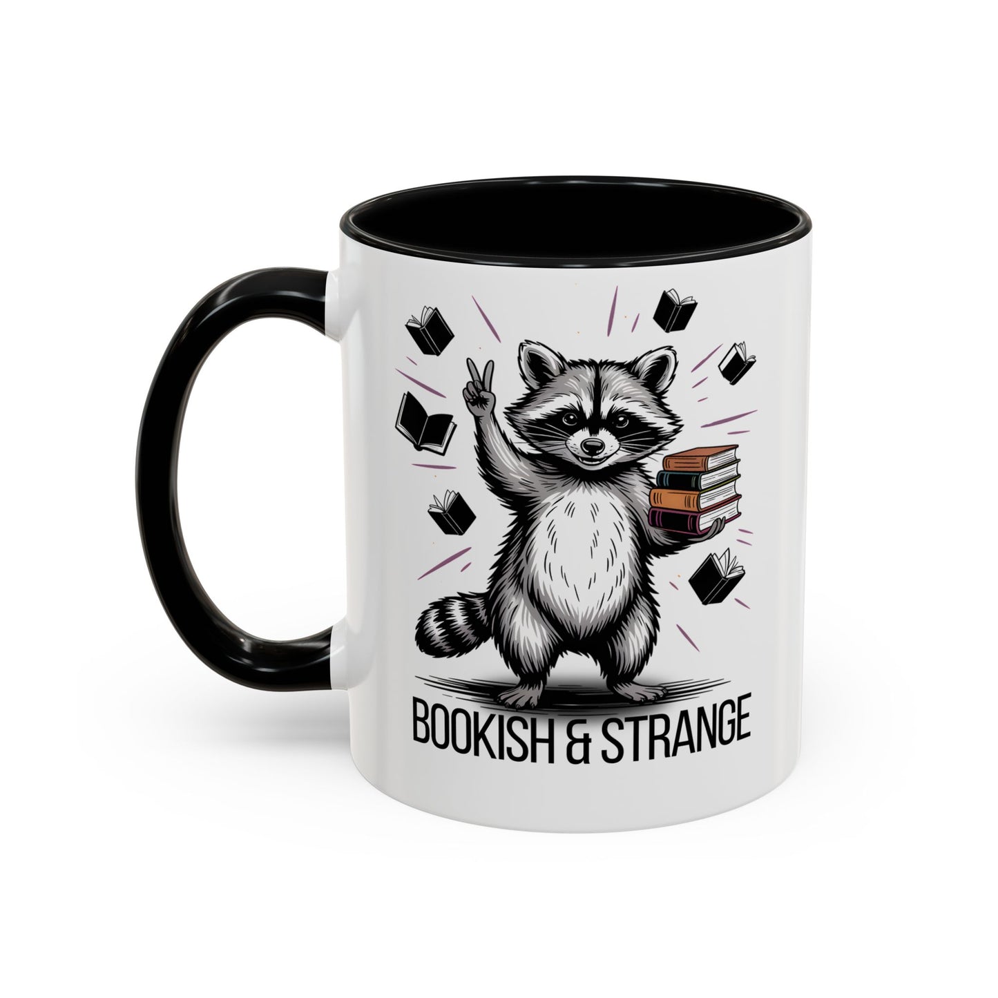 Bookish & Strange Raccoon Mug – Cute Reading Coffee Mug Gift for Book Lovers (11oz / 15oz) - 14803