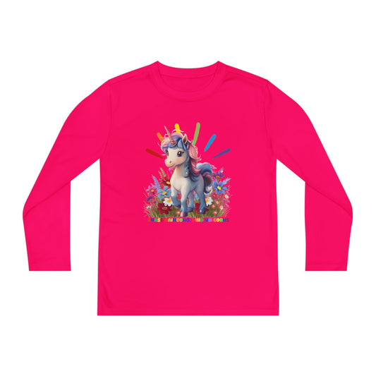 Chase Rainbows, Find Unicorns - Youth Long Sleeve Competitor Tee - 10847