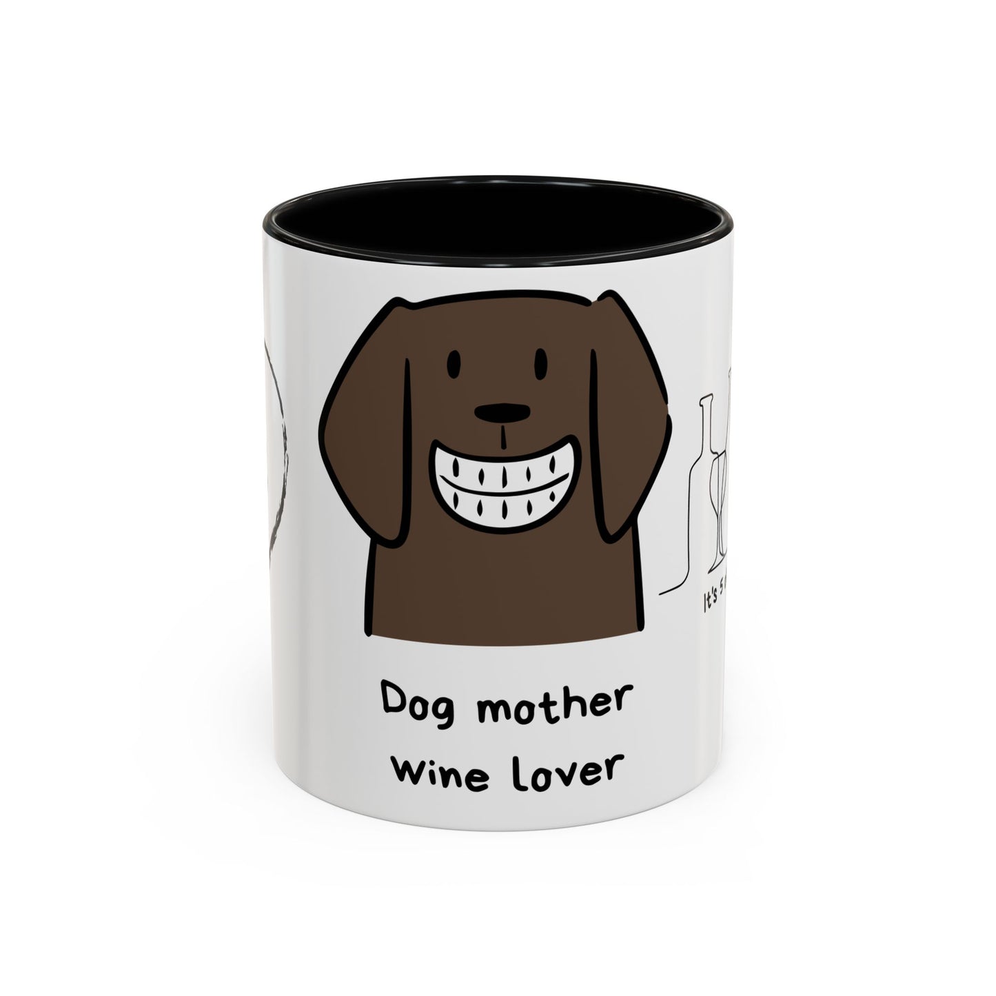 Dog Mother, Wine Lover - Accent Coffee Mug (11, 15oz) | 11 oz,11oz,15 oz,15oz,accent mug,Coffee Mugs,Halloween,Home & Living,Kitchen,Mugs,Spring Essentials,two tone,White base