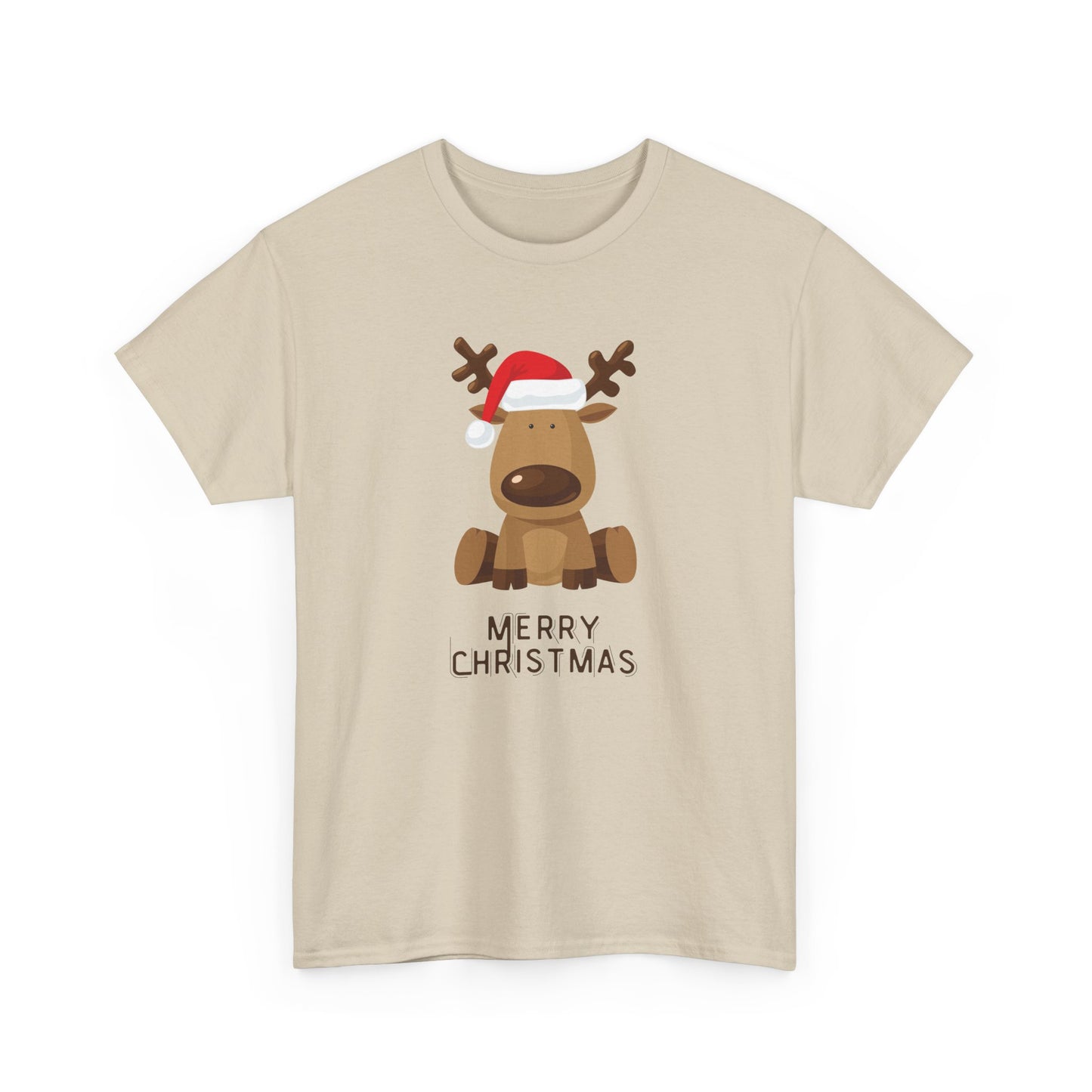 Reindeer: Merry Christmas - Unisex Heavy Cotton Tee