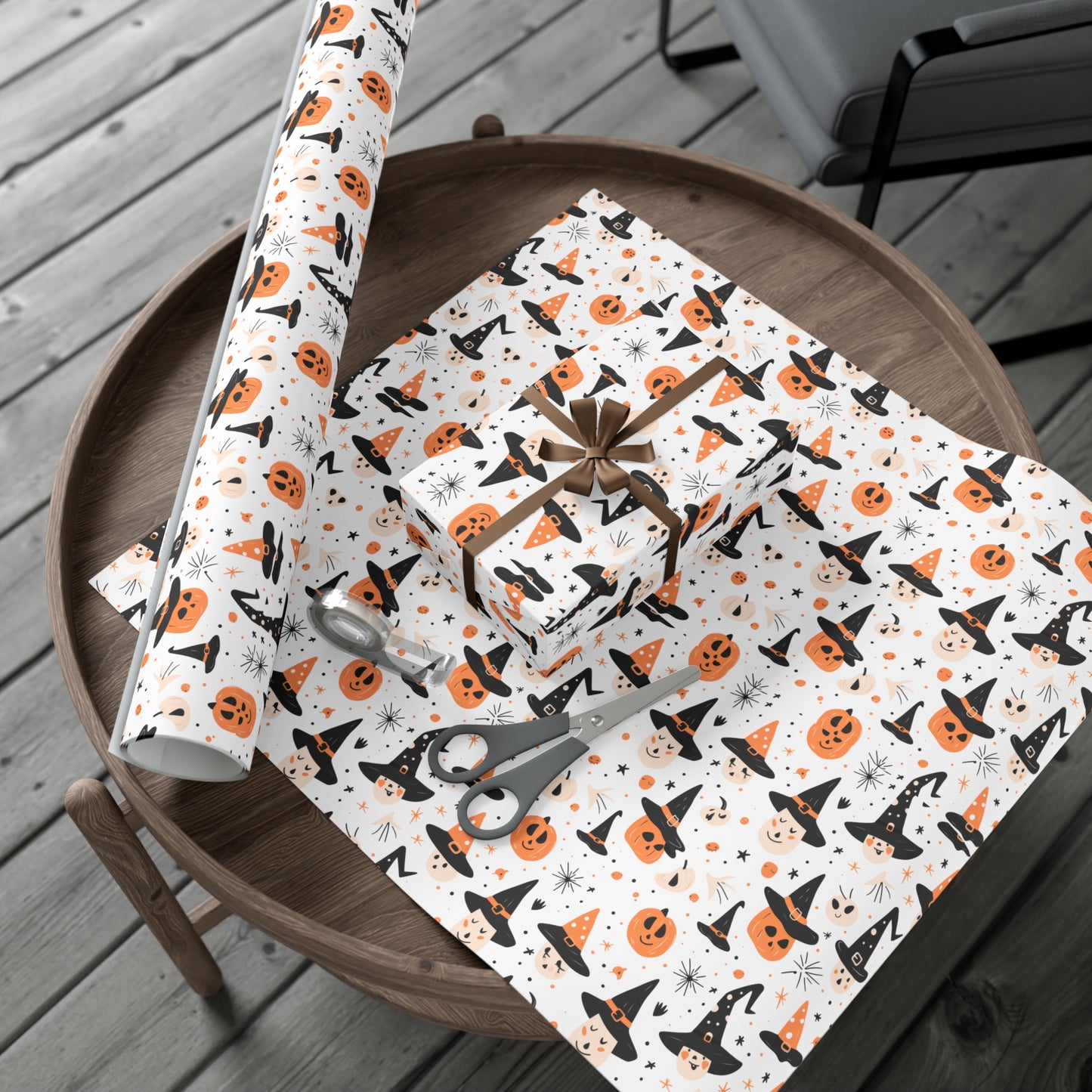 Pumpkin Wearing a Black Hat - Gift Wrap Papers - 13851