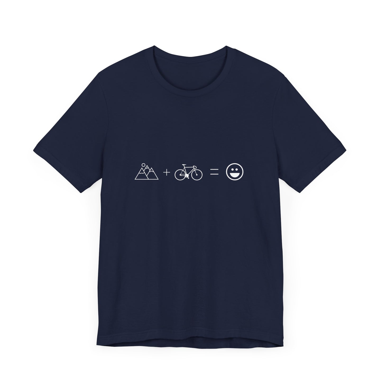 Bicycle: Mountain + Bicycle = Happiness - Unisex Jersey Short Sleeve Tee