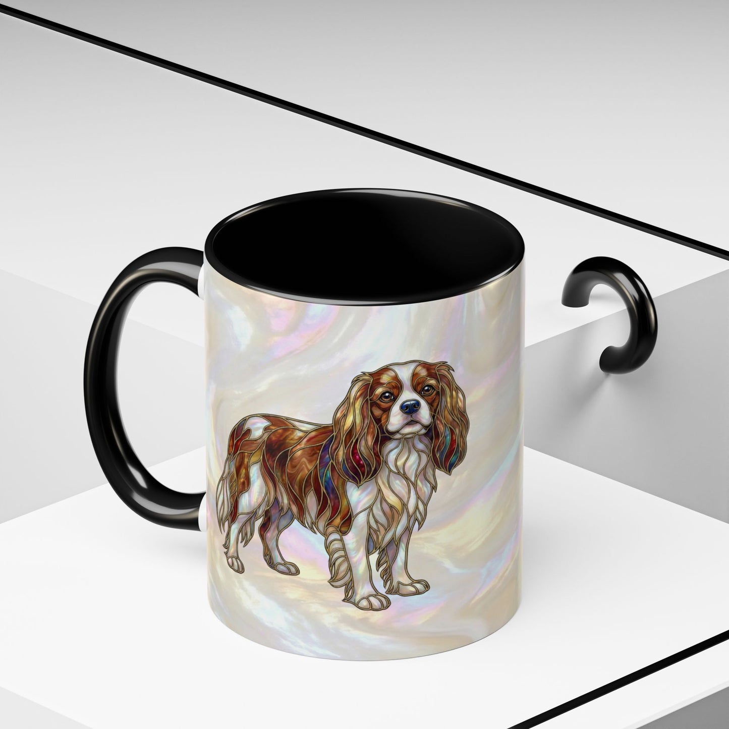 Cavalier King Charles Accent Coffee Mug -Stained Glass Style (11/15oz) - 14624