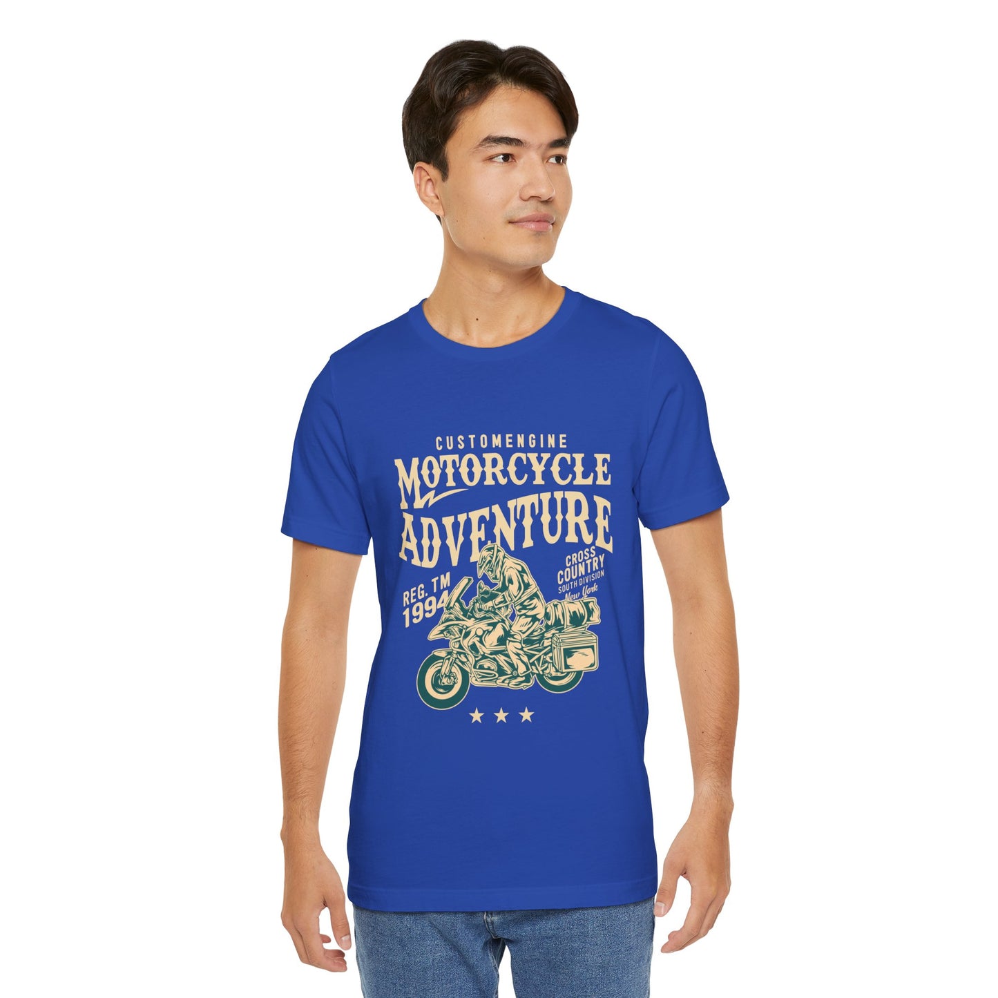 Custom Engine, Motorcycle Adventure - Unisex Jersey Short Sleeve Tee