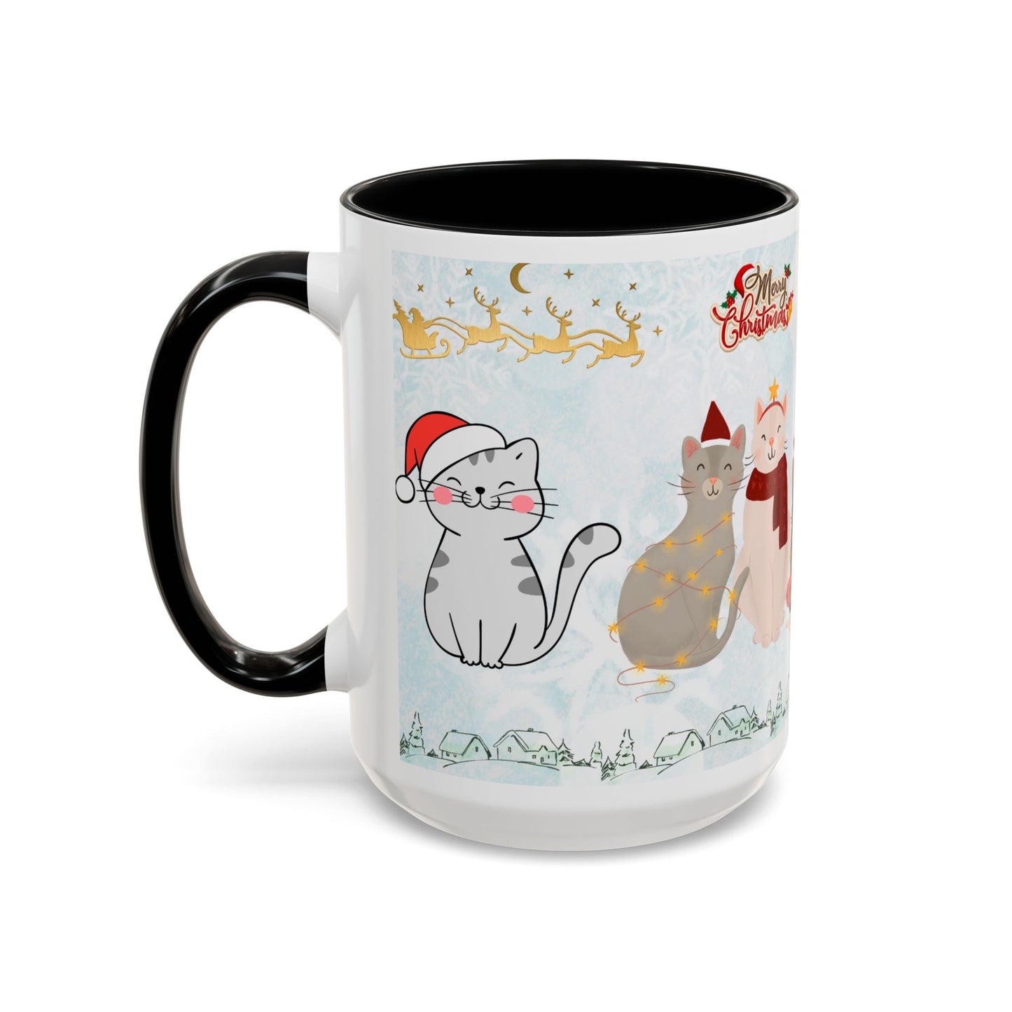 Merry Christmas, Cats - Accent Coffee Mug (11, 15oz)