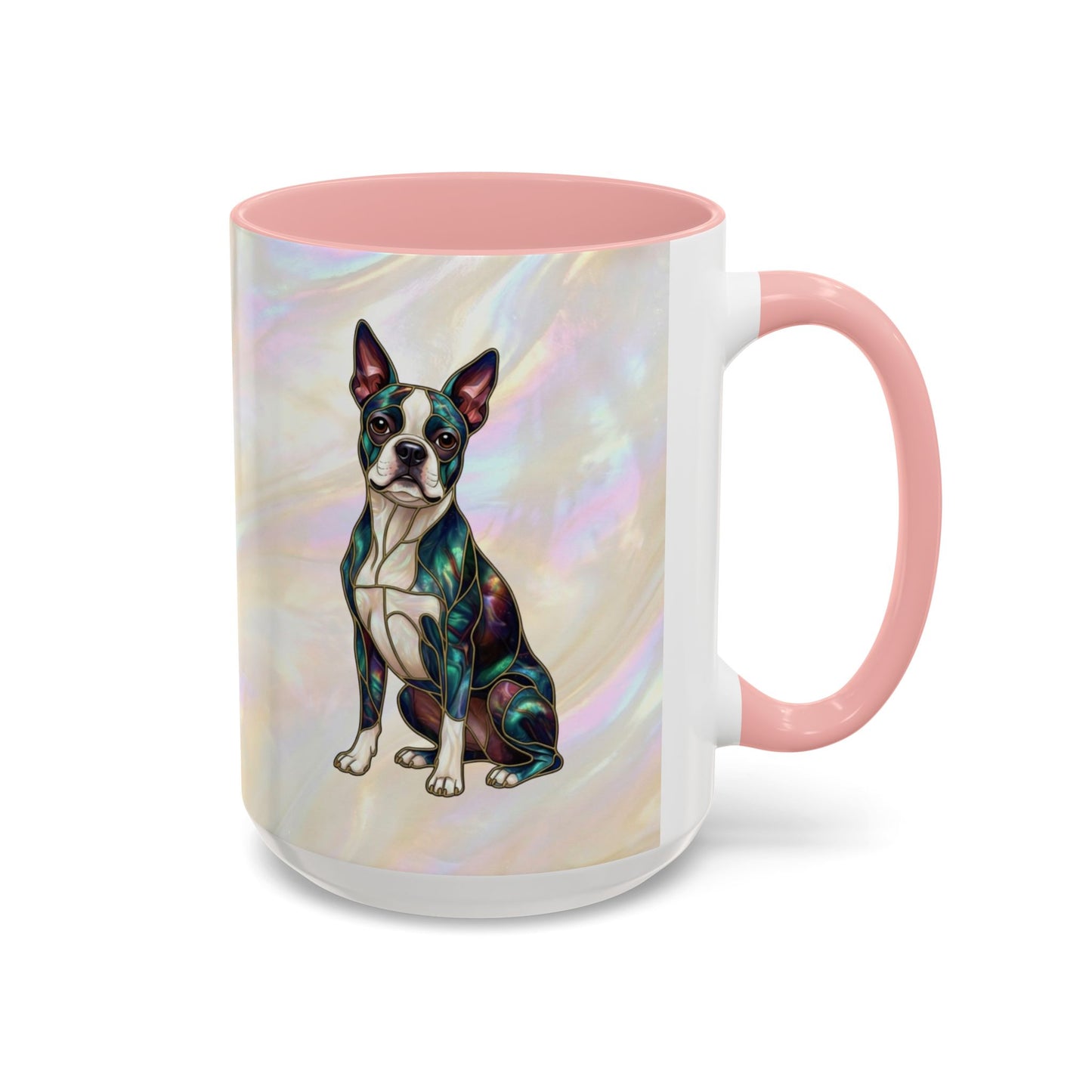 Boston Terrier Accent Coffee Mug — Stained Glass Design (11/15 oz) - 14620