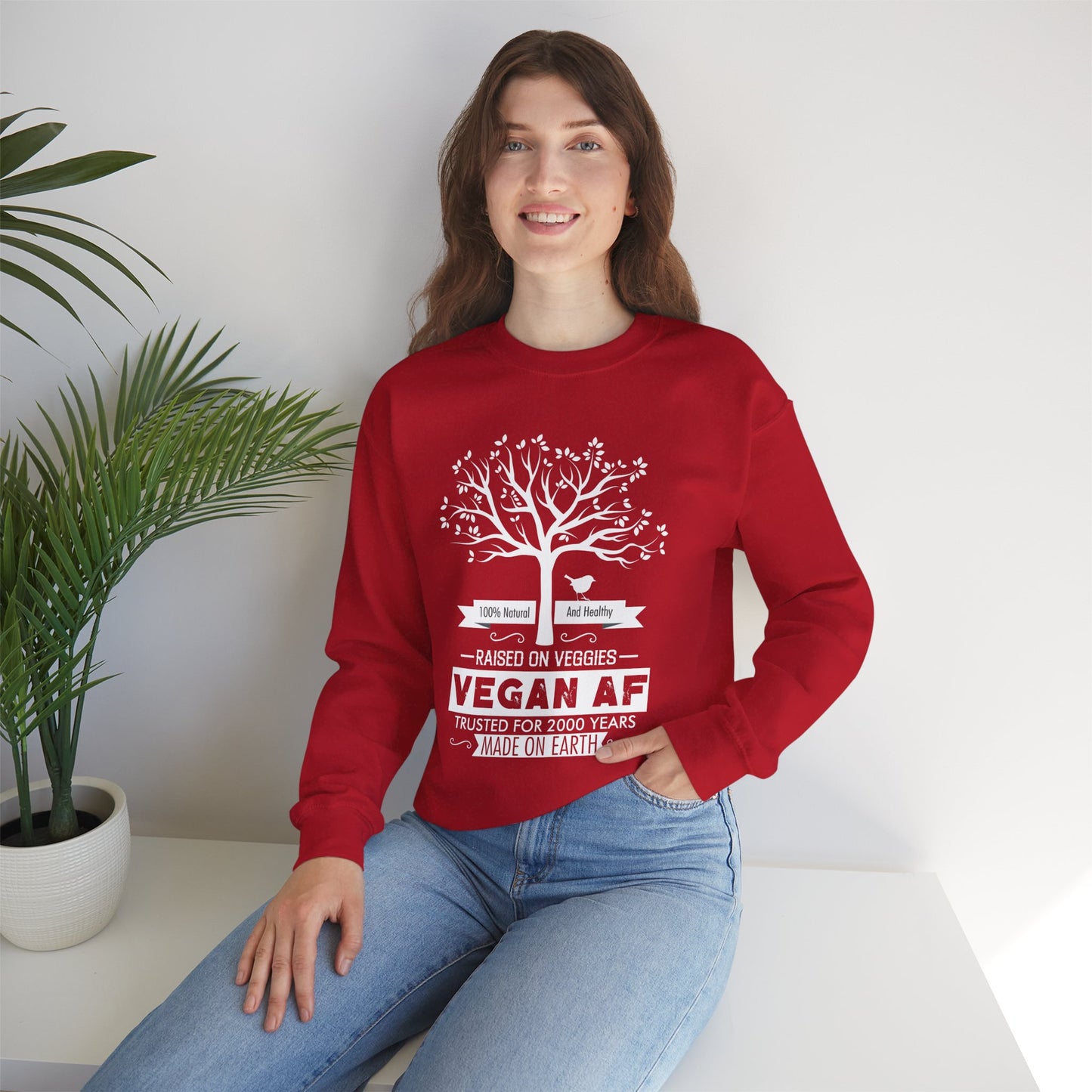 100% Natural & Healthy, Raised by Veggies - Unisex Heavy Blend™ Crewneck Sweatshirt