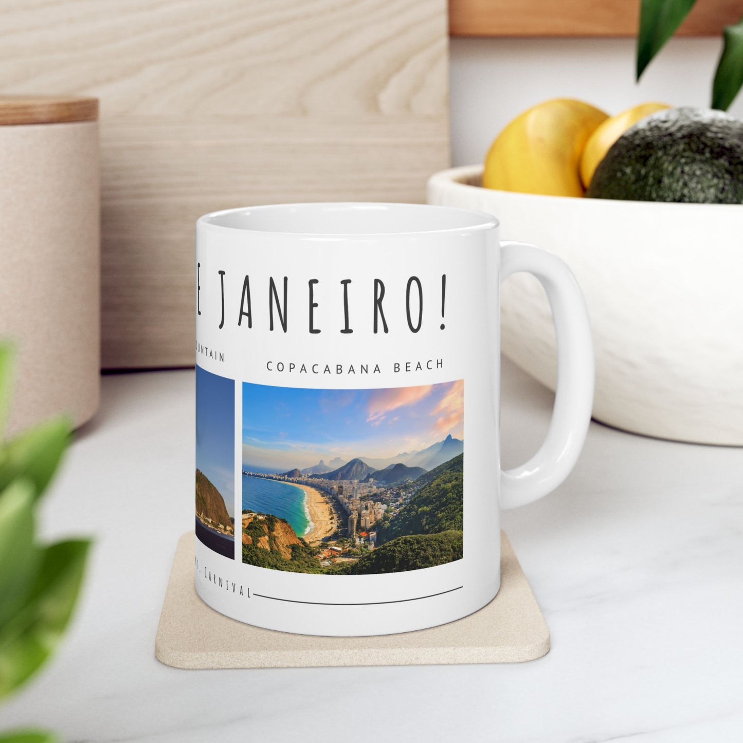 Hello Rio de Janeiro, Ceramic Mug - Explore Iconic Landmarks, Perfect Gift for Travelers & Adventurers - 12010