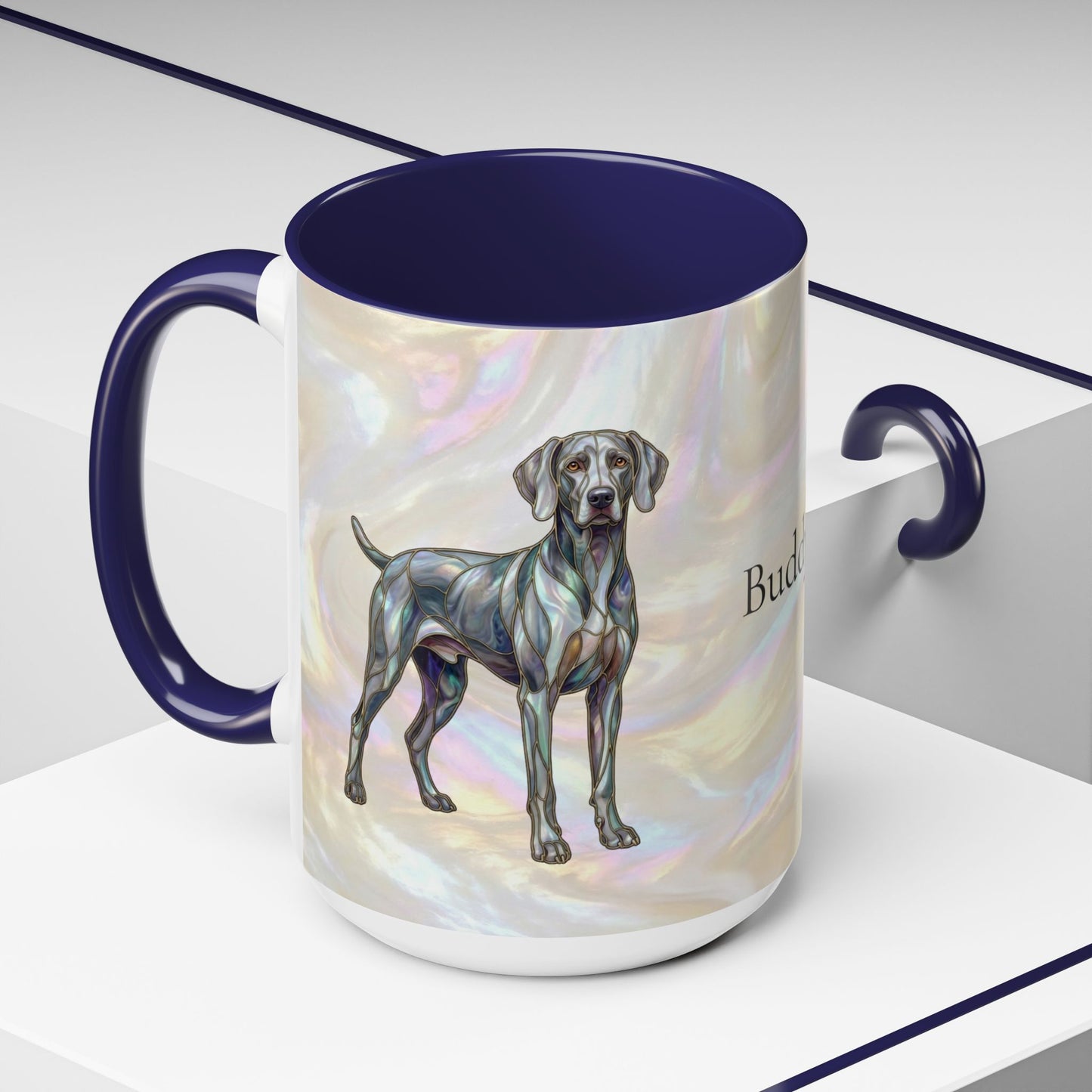 Weimaraner Accent Coffee Mug – Stained Glass Design 11/15oz - 14649