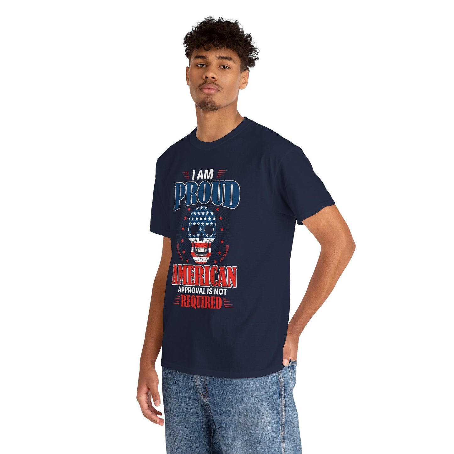 "I'm a Proud American" Unisex Heavy Cotton Tee, Patriotic Shirt, Independence Day Apparel, Casual Wear, Gift for Veterans - 13637