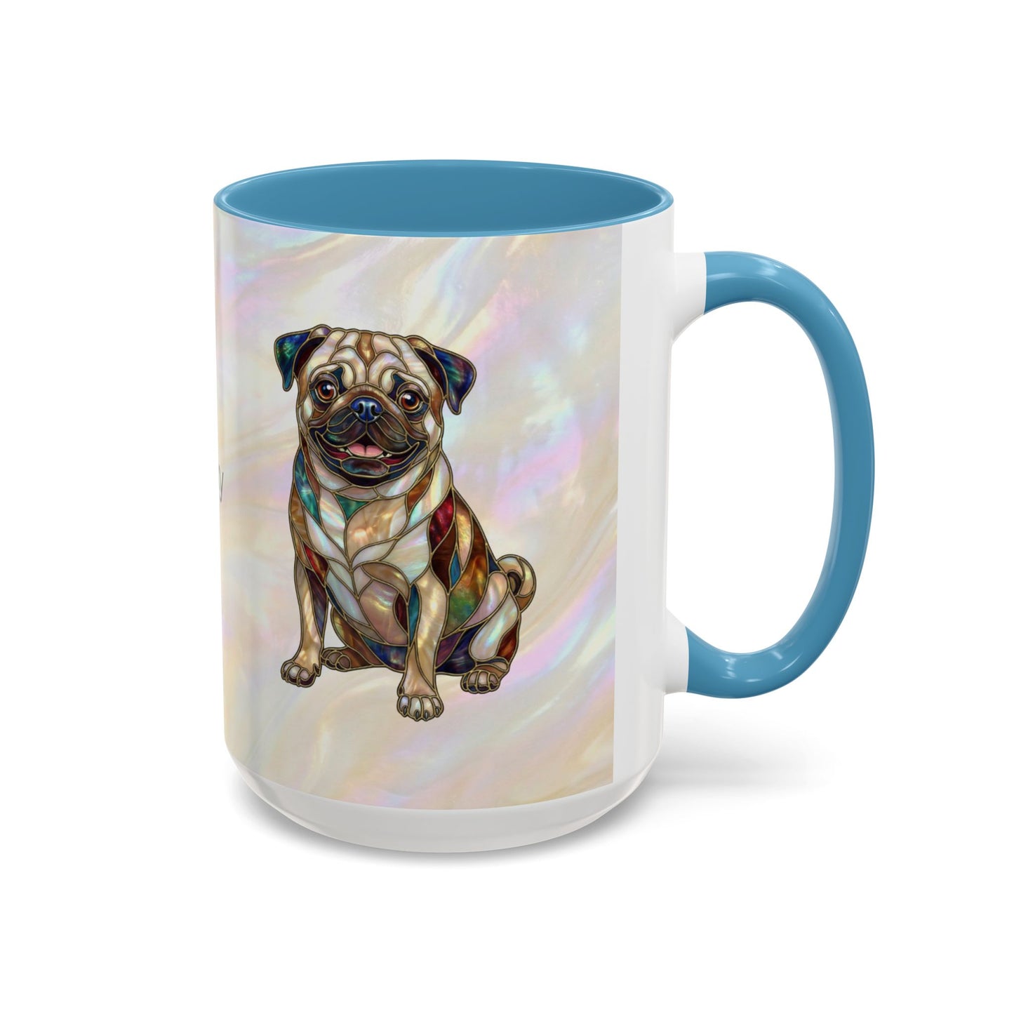 Personalized Pug Accent Coffee Mug –  Stained Glass Design (11/15oz) - 14547