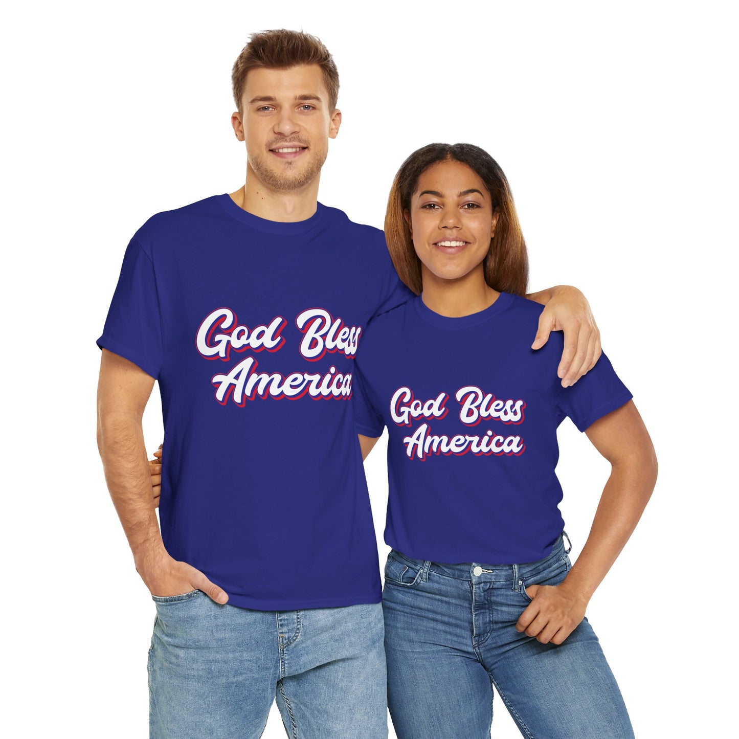 God Bless America Unisex Heavy Cotton Tee | Patriotic Shirt, American Pride Apparel, 4th of July Outfit, Gift for Veterans, Summer - 13655