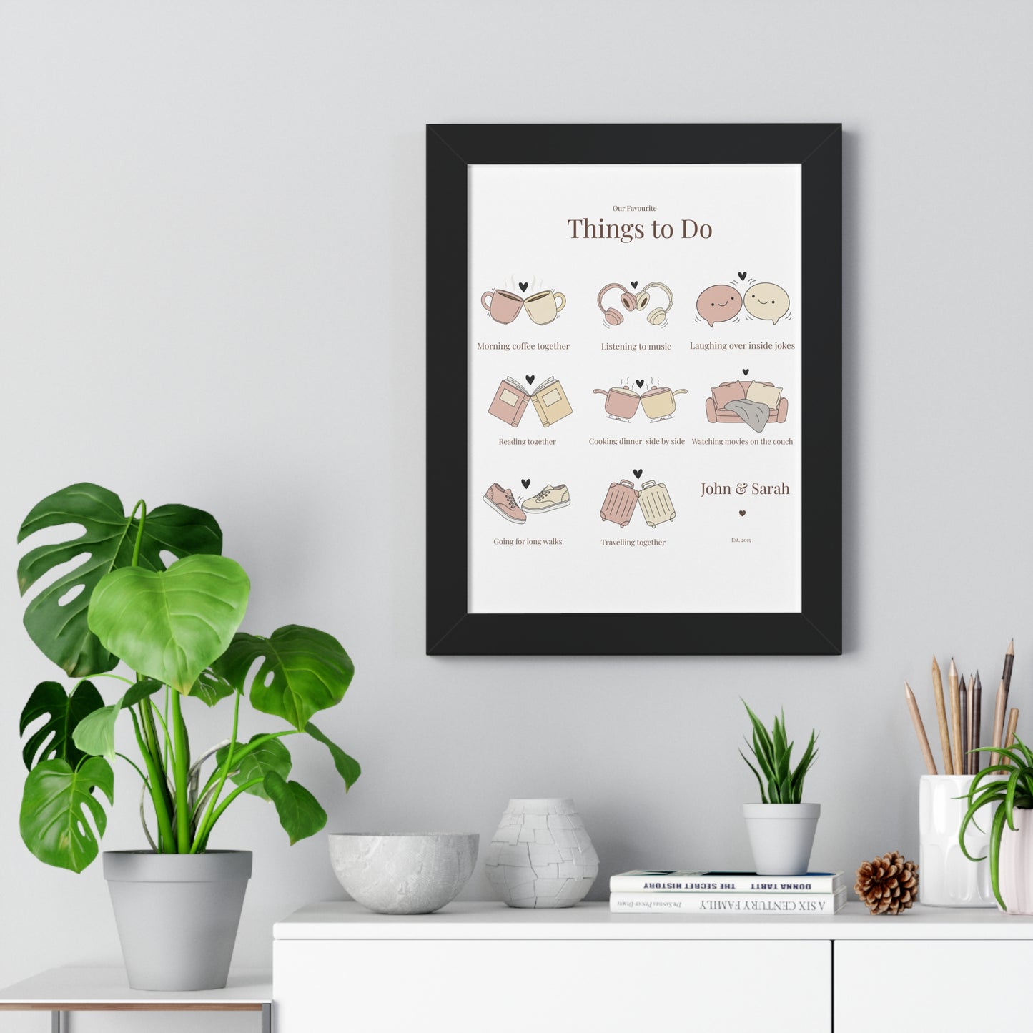 Framed Poster – “Our Favourite Things to Do” Personalized Couple Print | Valentine’s Gift - 14708