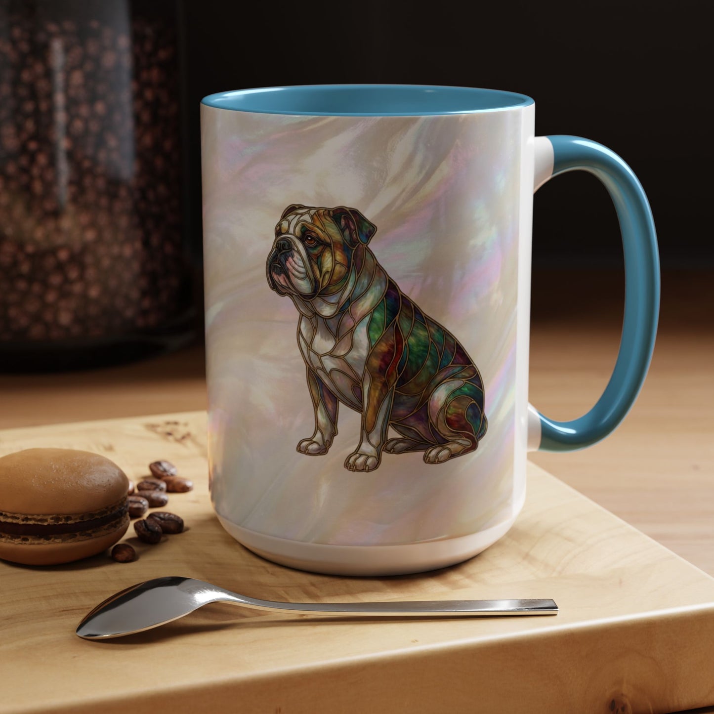 English Bulldog Accent Coffee Mug -Stained Glass Style (11/15oz) - 14630