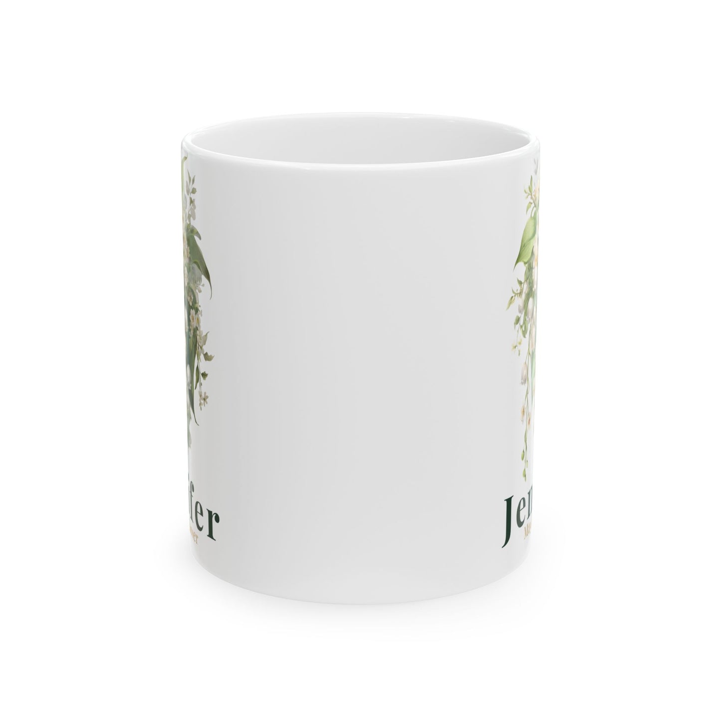 Custom Name Botanical Coffee Mug – Personalized Lily of the Valley Floral Mug Gift for Her (11oz, 15oz) - 14886