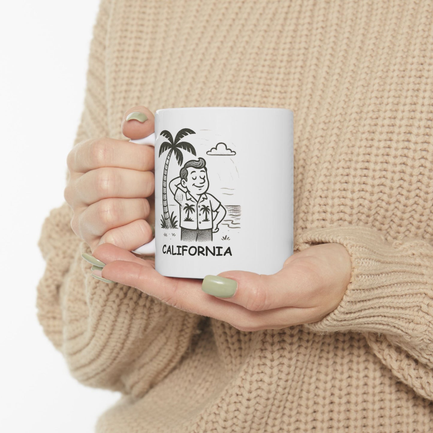 "Life’s better with palm trees and ocean breeze." California Ceramic Mug - 12693