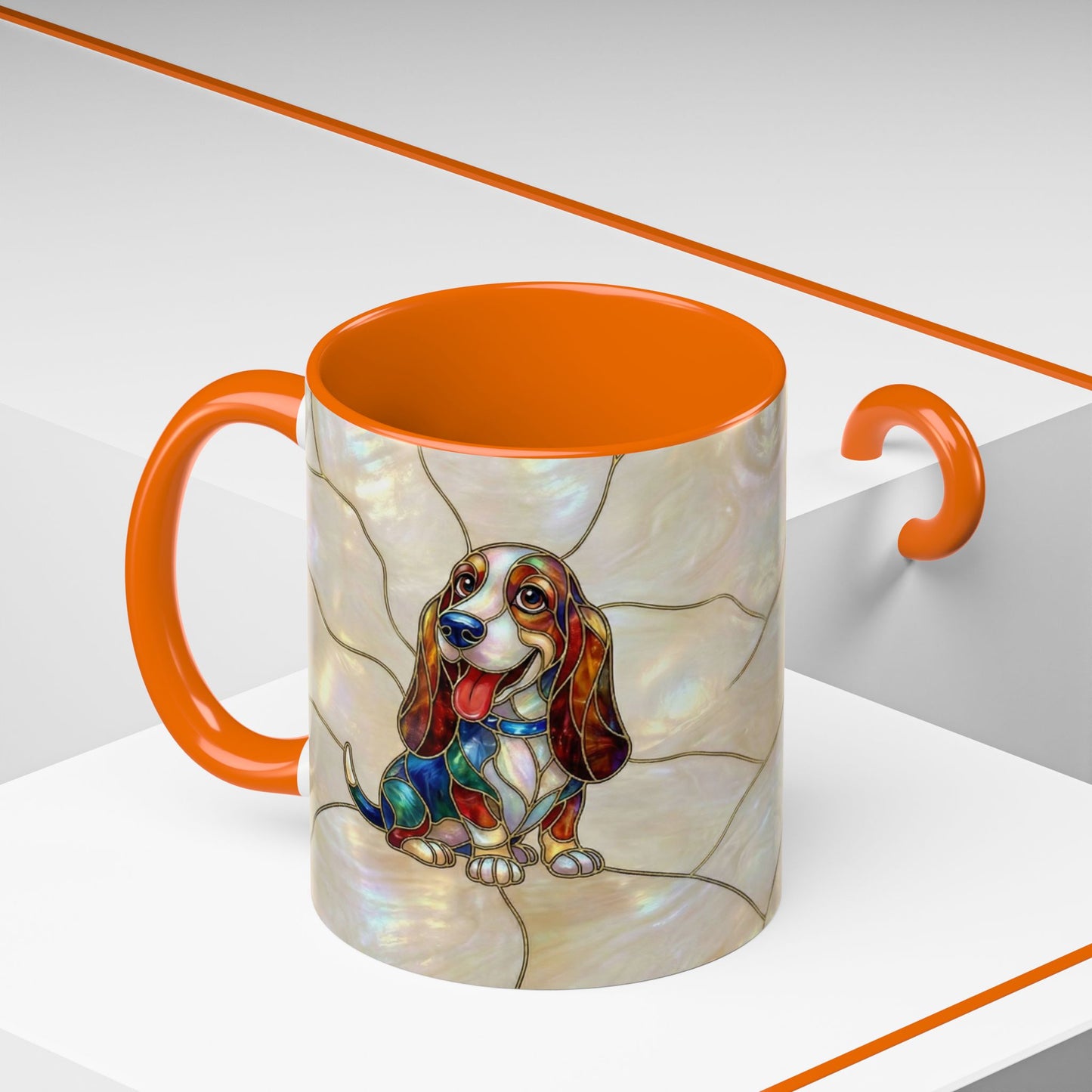 Basset Hound Stained Glass Accent Coffee Mug (11/15oz) - 14520