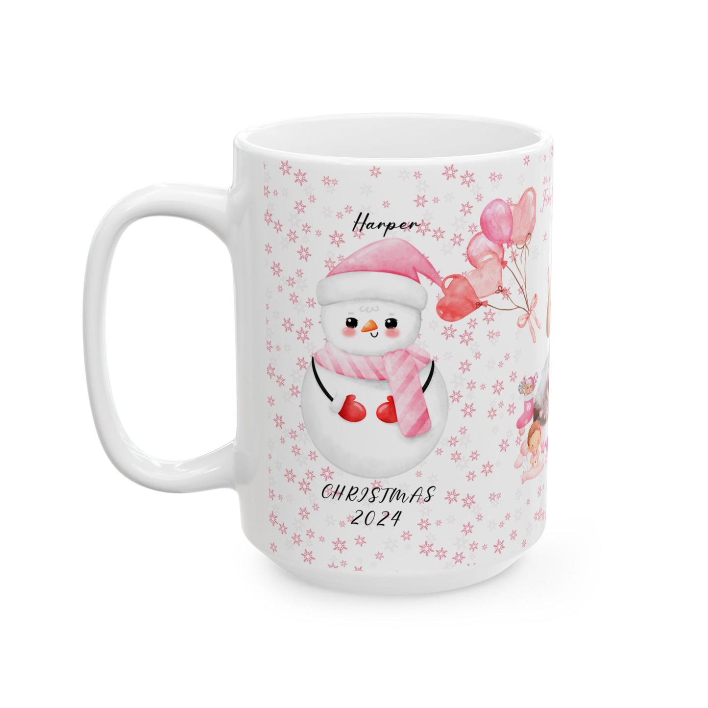 First Christmas, Baby Girl, Customizable - Ceramic Mug, (11oz, 15oz) - 10003