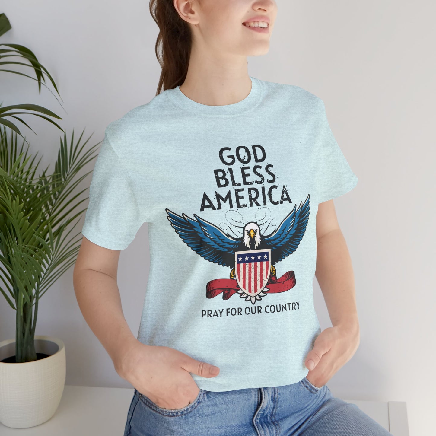 God Bless America Unisex Tee | Patriotic Shirt, American Eagle Design, Casual Wear, Independence Day, Gifts for Veterans - 13786