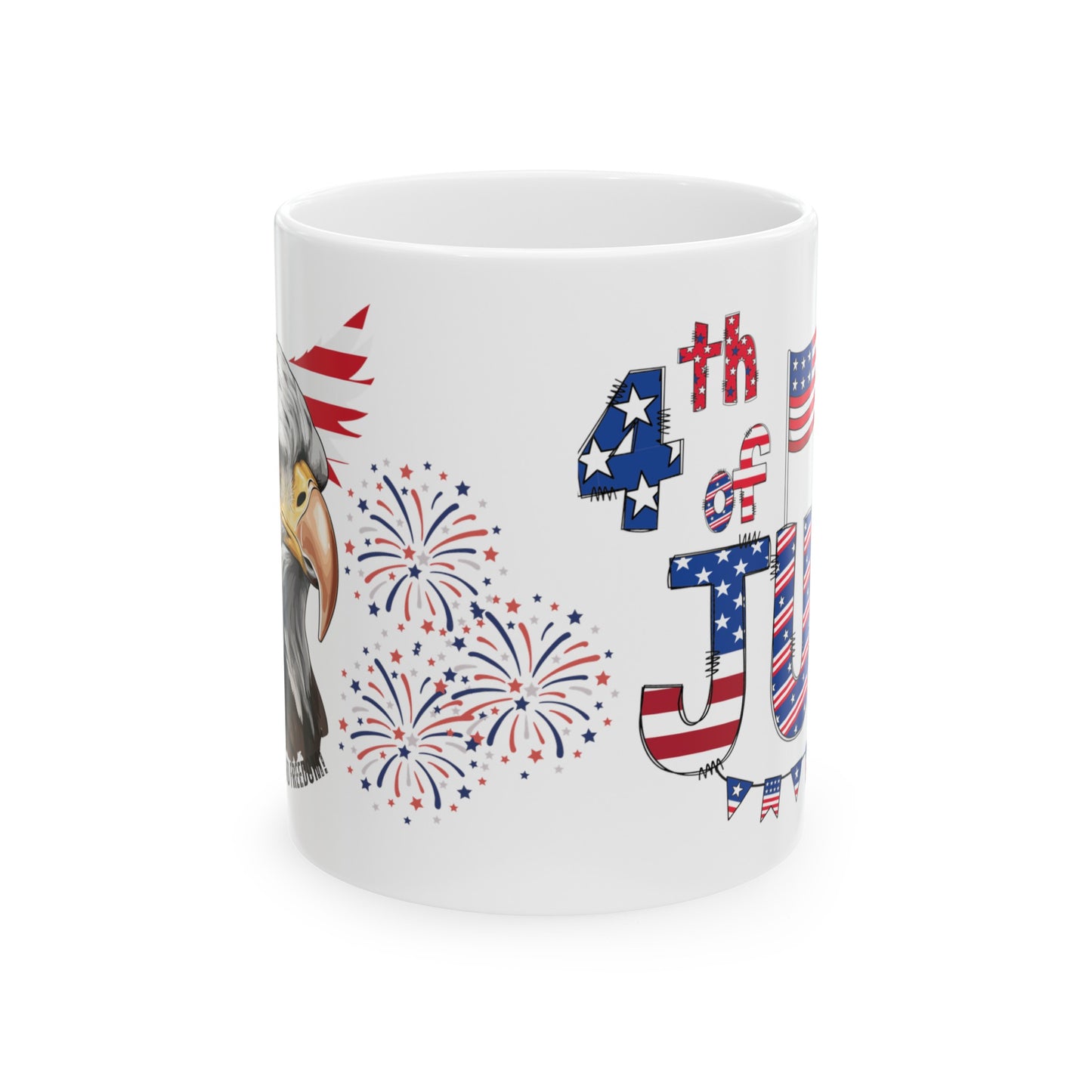 July 4, Eagle - Ceramic Mug, (11oz, 15oz)