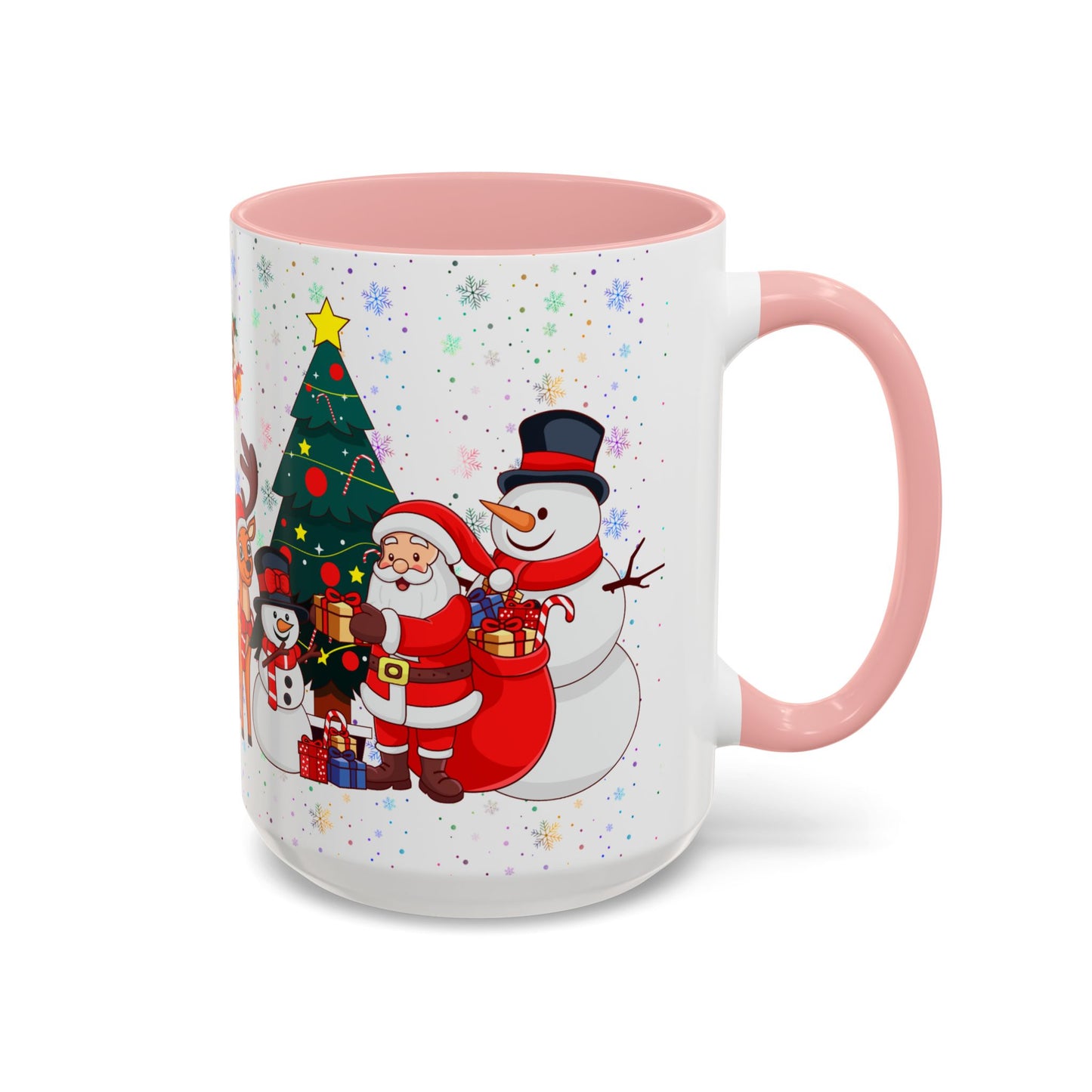 Christmas Party, Santa, Snowman, Reindeer - Accent Coffee Mug (11, 15oz) - 10426