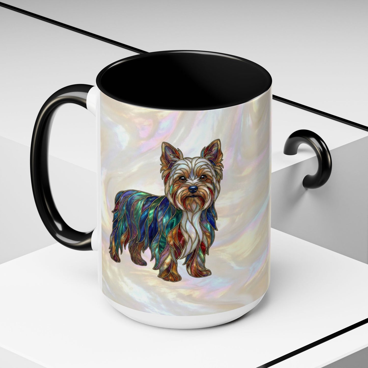 Yorkie Accent Coffee Mug – Stained Glass Design 11/15oz - 14653