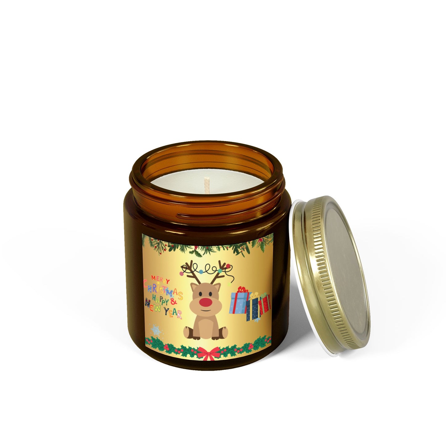 Christmas, Deer - Scented Candles, Coconut Apricot Wax (4oz, 9oz)