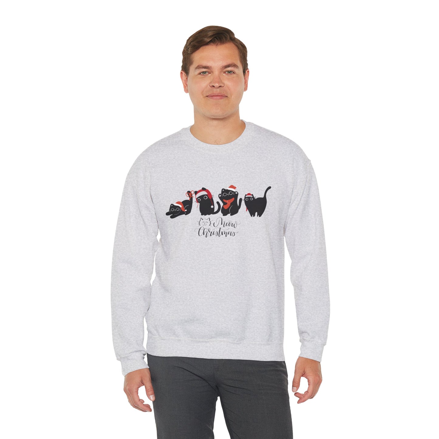 Black Cats, Meow Christmas - Unisex Heavy Blend™ Crewneck Sweatshirt - 10044