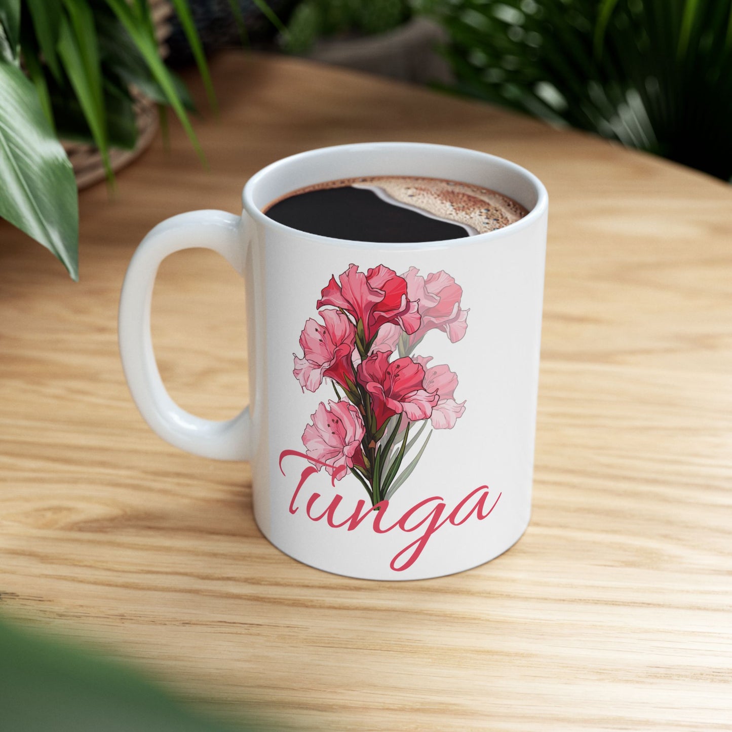 Happy Birthday Ceramic Mug, August Born, Birh Flower Gladiolus, 11oz & 15oz Sizes - 14211