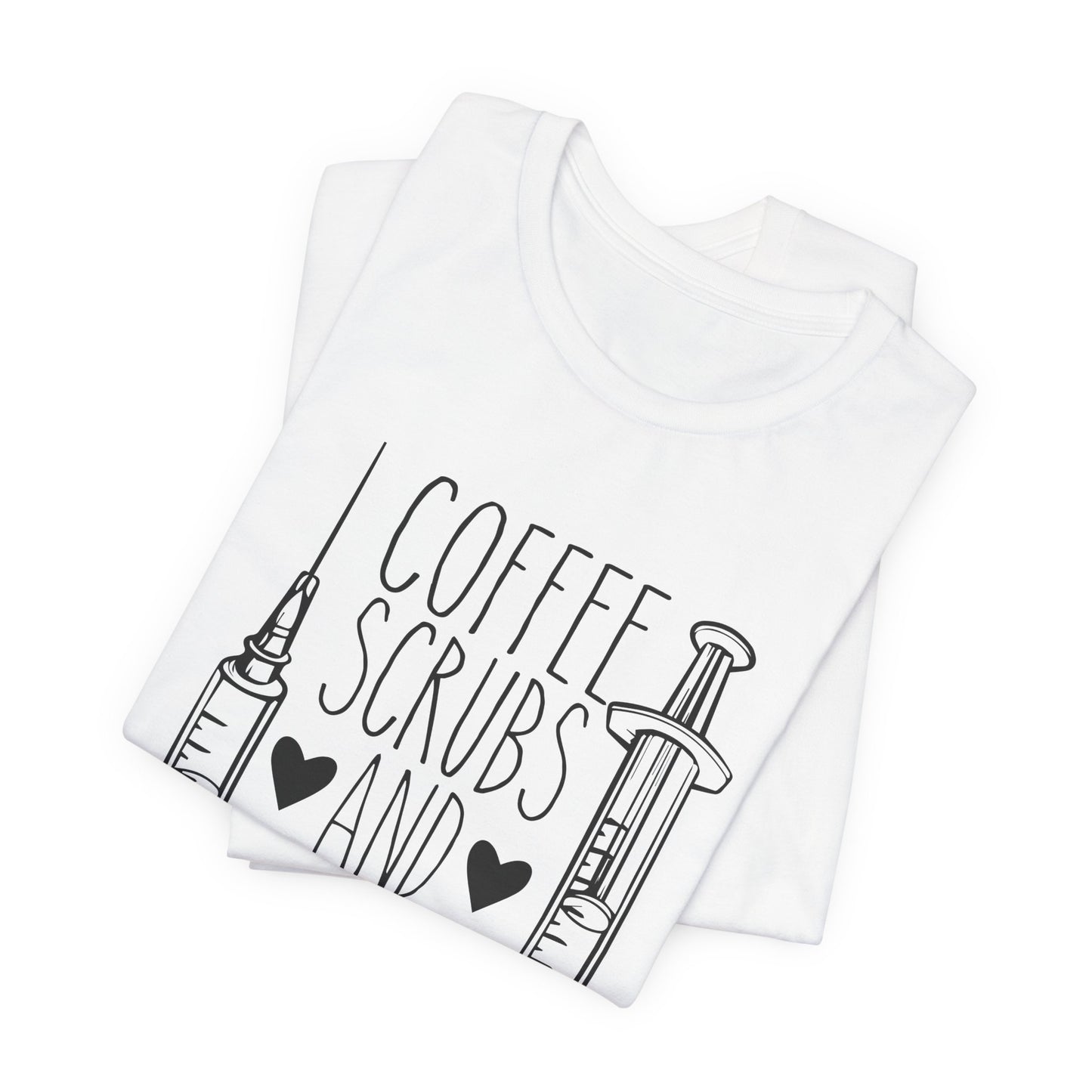 Nurse: Coffee Scrubs & Rubber Gloves - Unisex Jersey Short Sleeve Tee