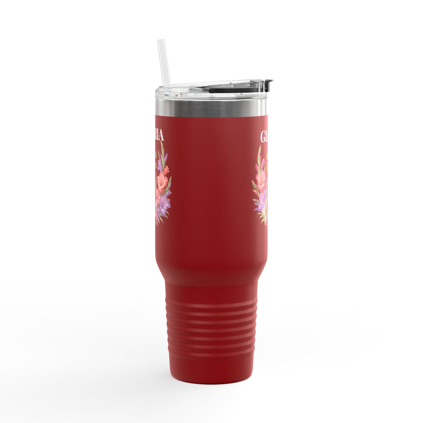 Personalized August Queen 40oz Insulated Travel Mug – Custom Name Floral Birthday Tumbler - 14917