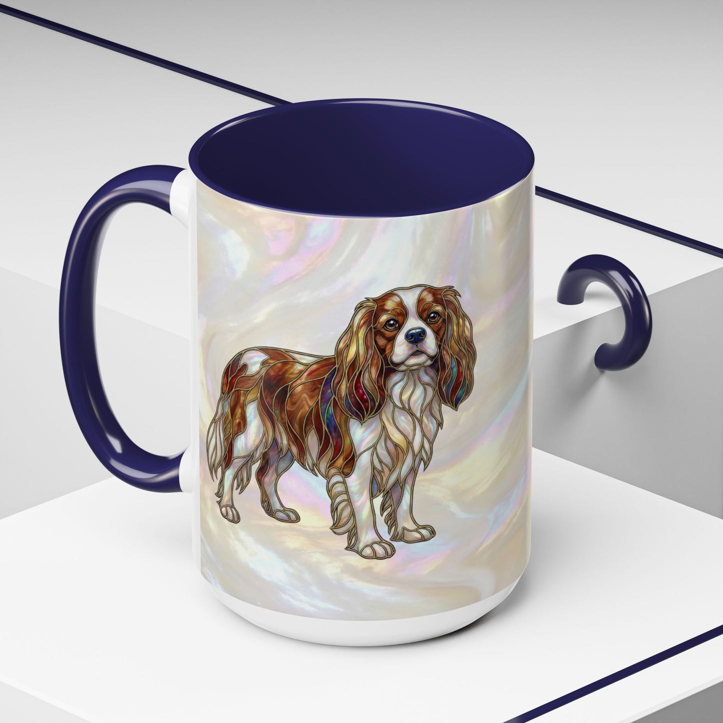 Cavalier King Charles Accent Coffee Mug -Stained Glass Style (11/15oz) - 14624