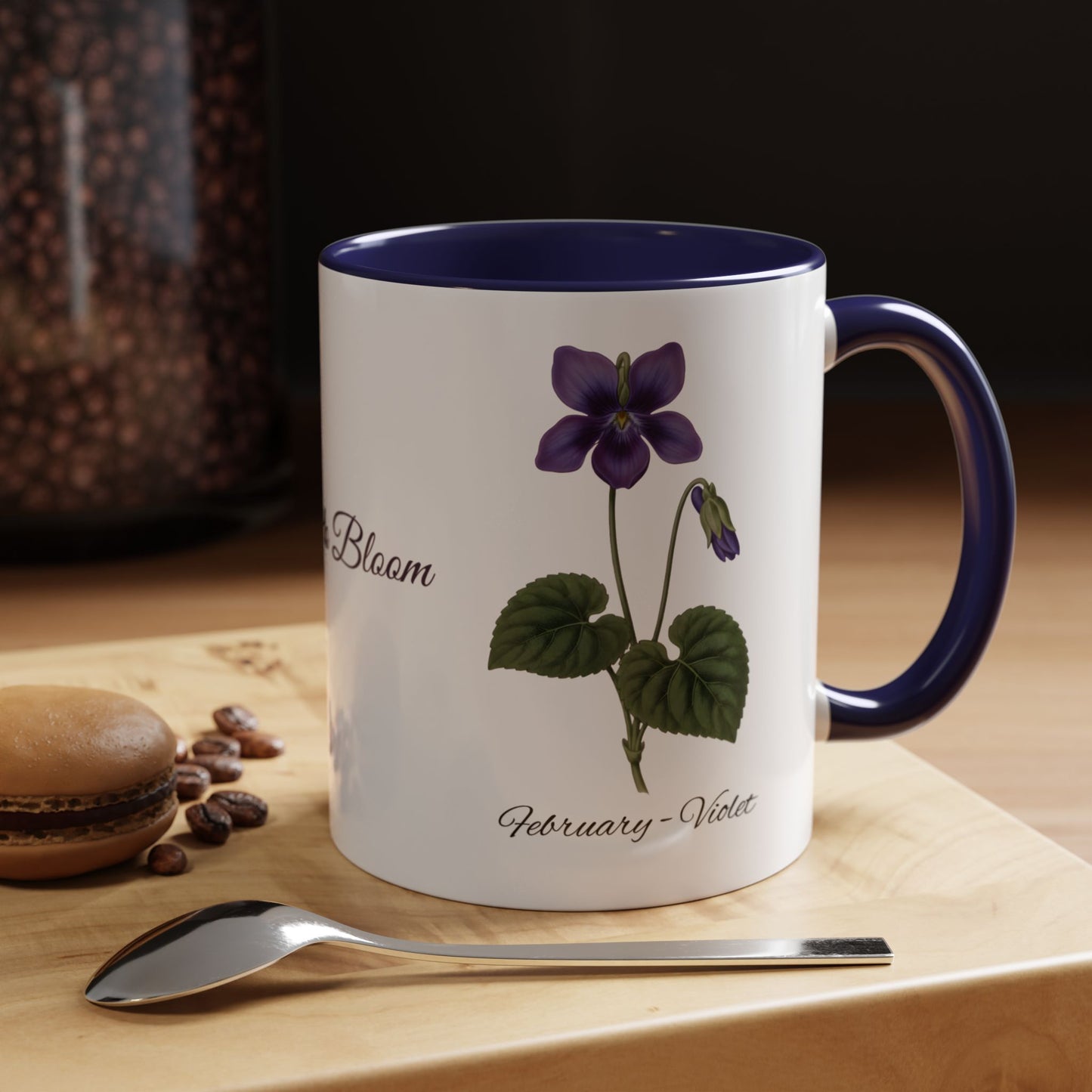 February Birth Flower Violet Mug – Personalized Name Coffee Cup - 14695