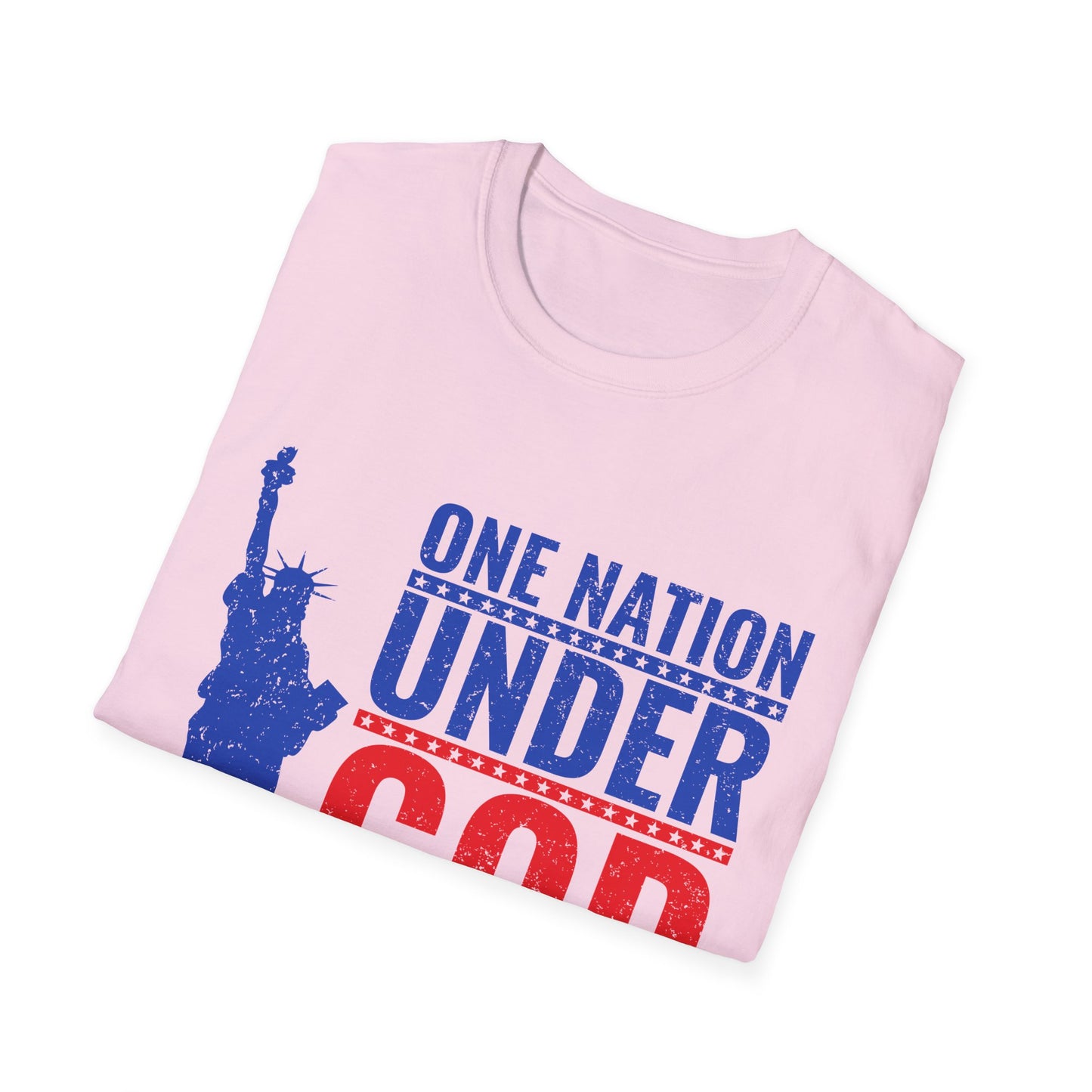 One Nation Under God, Patriotic Softstyle T-Shirt - Independence Day Tee, Fourth of July Shirt, Unisex Comfort Wear, Gift for Veterans - 13494